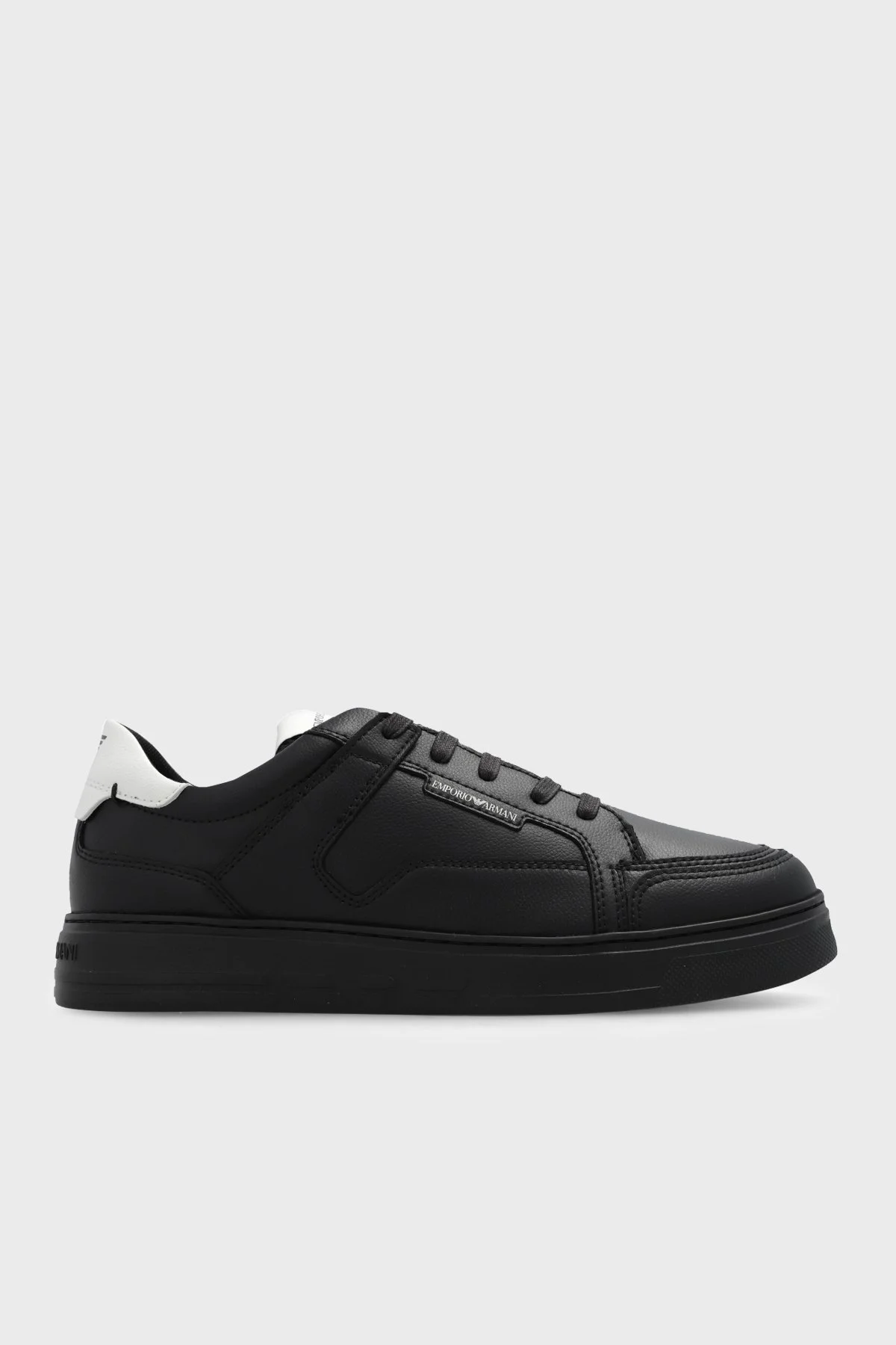Emporio Armani Logolu Deri Sneaker Erkek Ayakkabı X4X568 XN162 U066 SİYAH-BEYAZ - 1