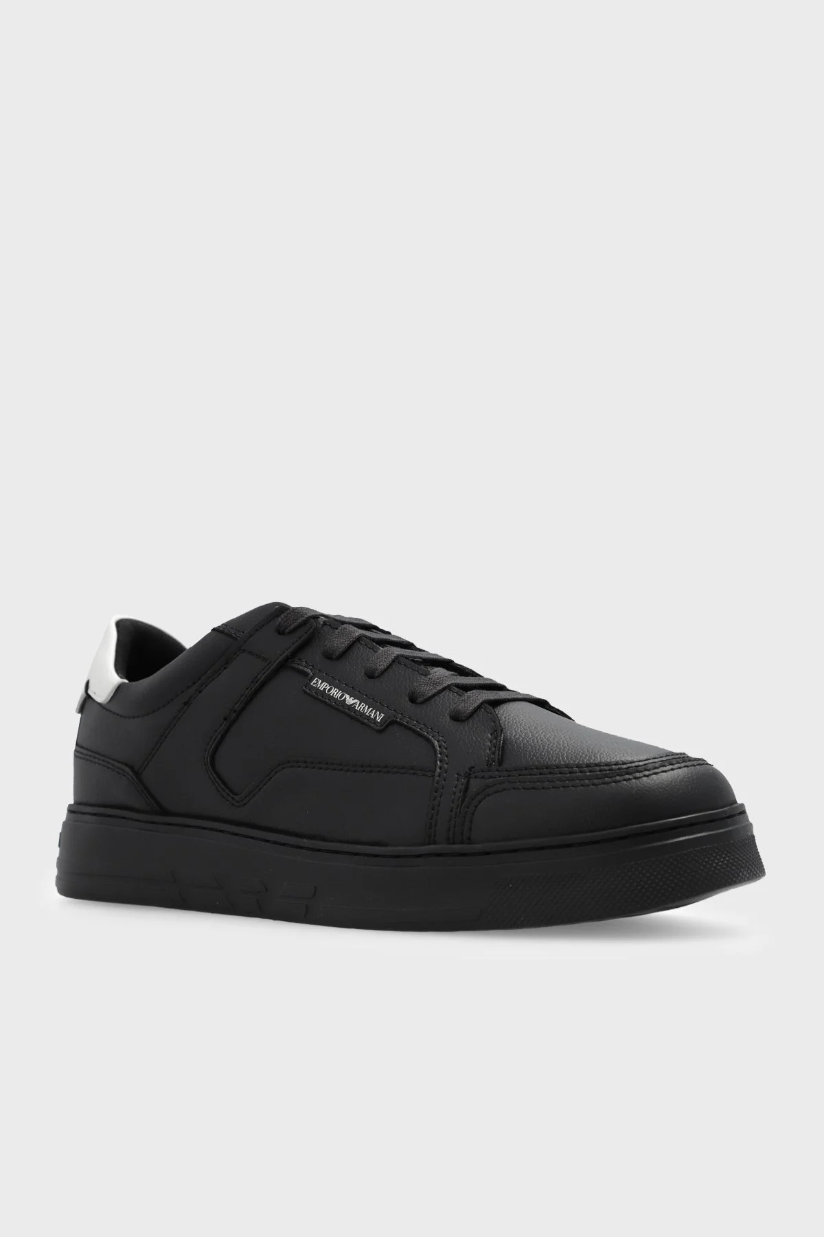 Emporio Armani Logolu Deri Sneaker Erkek Ayakkabı X4X568 XN162 U066 SİYAH-BEYAZ - 3
