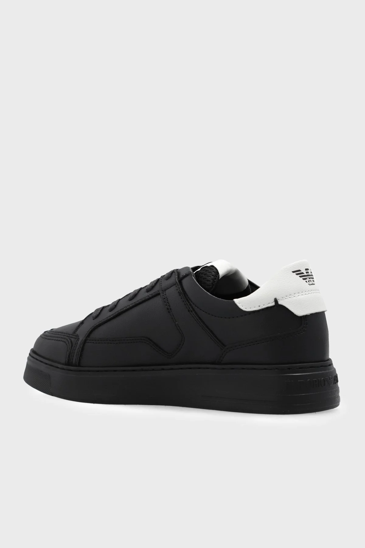 Emporio Armani Logolu Deri Sneaker Erkek Ayakkabı X4X568 XN162 U066 SİYAH-BEYAZ - 4