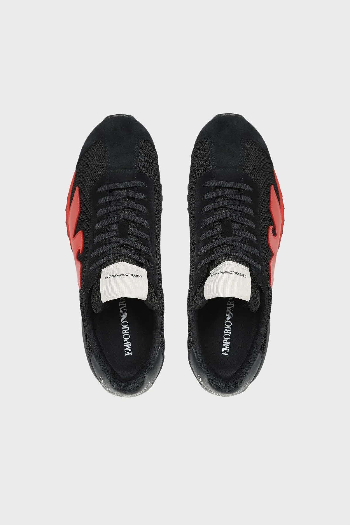 Emporio Armani Logolu Deri Sneaker Erkek Ayakkabı X4X583 XN647 M651 LACİVERT-KIRMIZI - 4