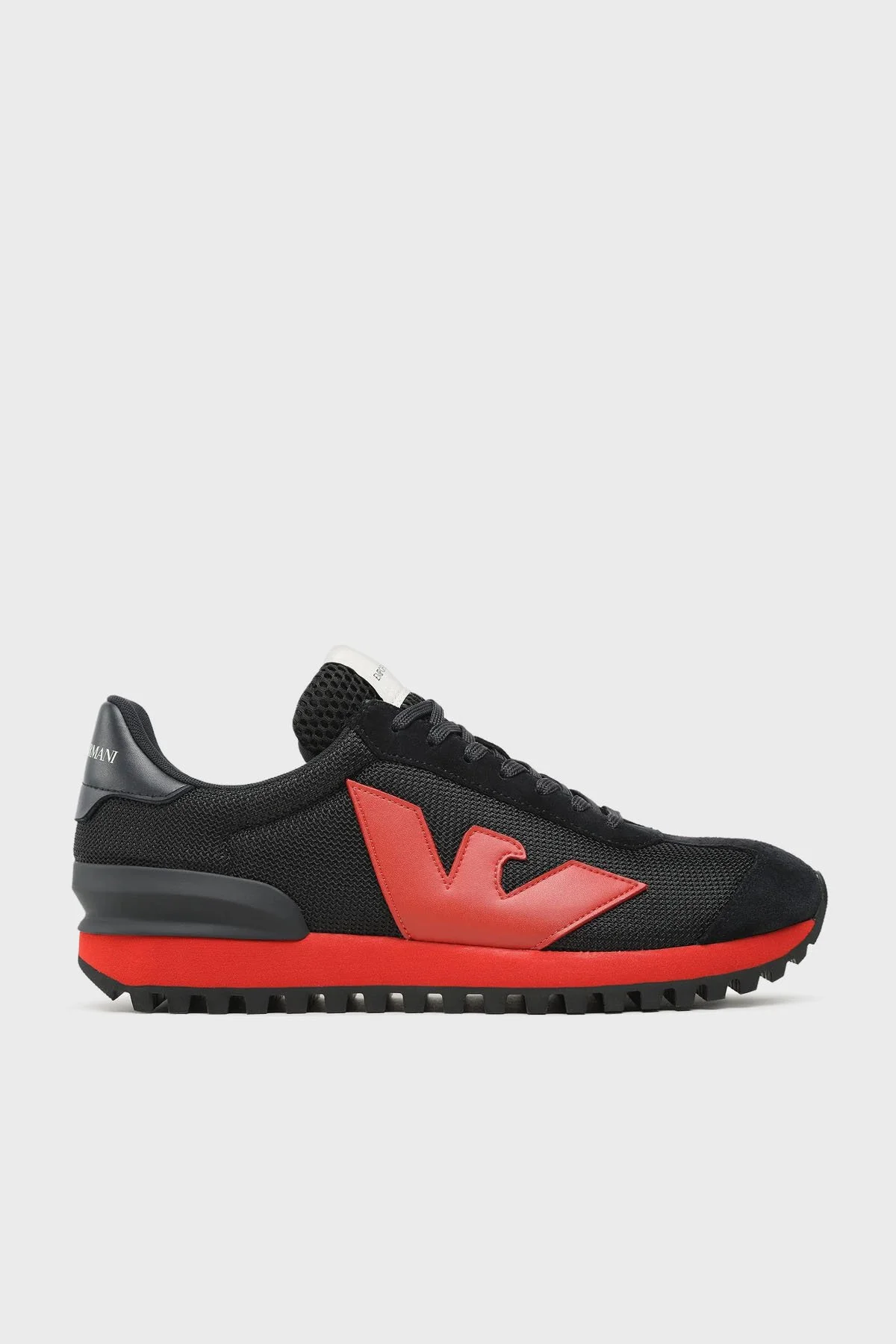 Emporio Armani Logolu Deri Sneaker Erkek Ayakkabı X4X583 XN647 M651 LACİVERT-KIRMIZI - 1