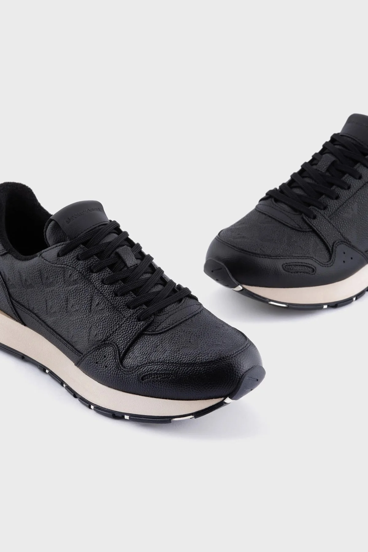 Emporio Armani Logolu Deri Sneaker Erkek Ayakkabı X4X596 XN328 K001 SİYAH - 3