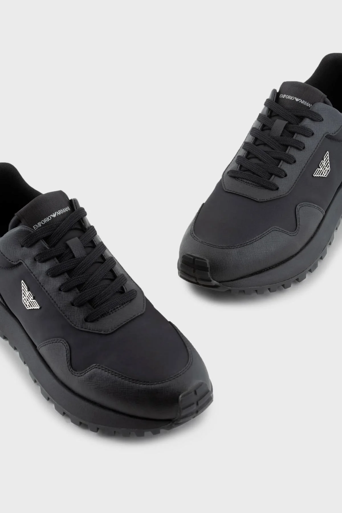 Emporio Armani Logolu Deri Sneaker Erkek Ayakkabı X4X630 XN877 K001 SİYAH - 9