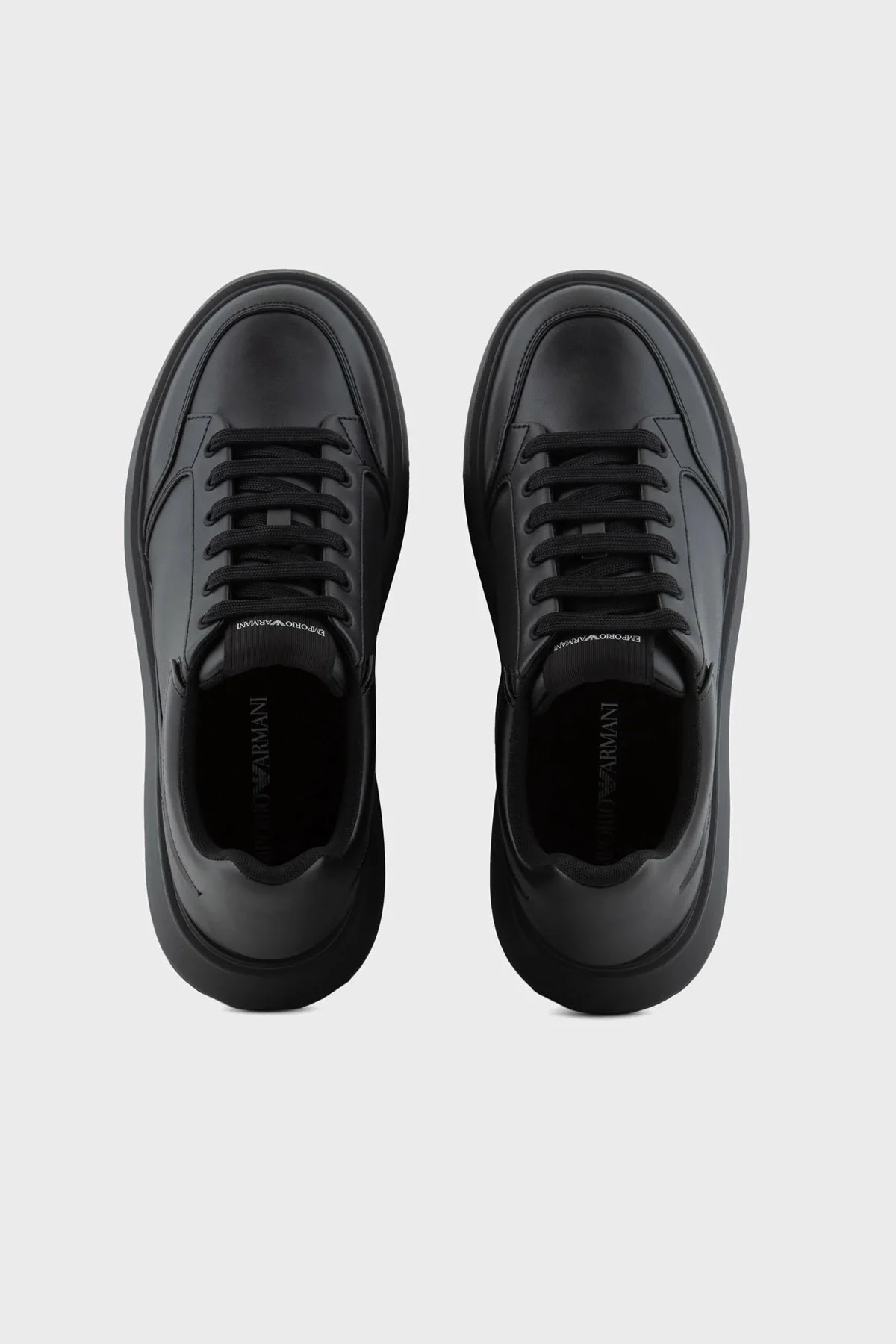 Emporio Armani Logolu Deri Sneaker Erkek Ayakkabı X4X633 XM964 K001 SİYAH - 3