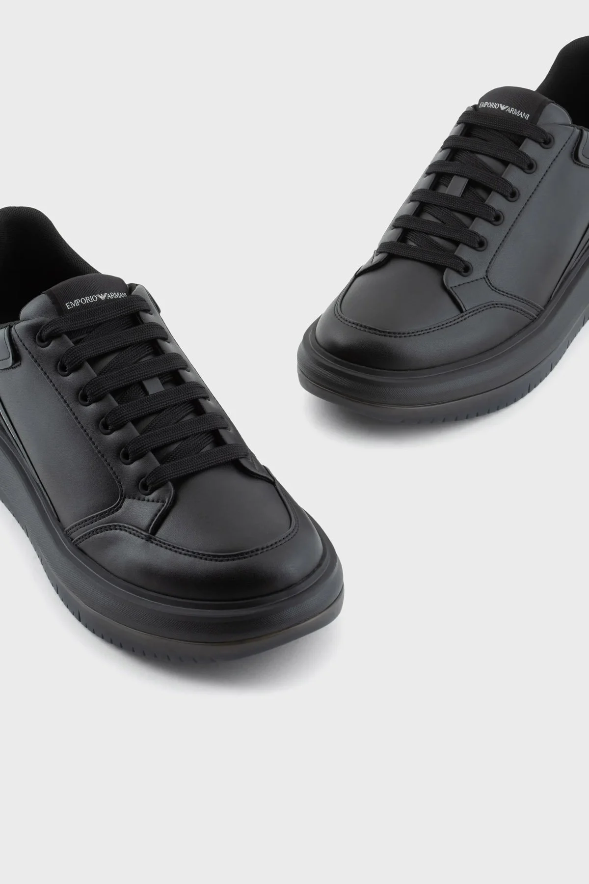 Emporio Armani Logolu Deri Sneaker Erkek Ayakkabı X4X633 XM964 K001 SİYAH - 5