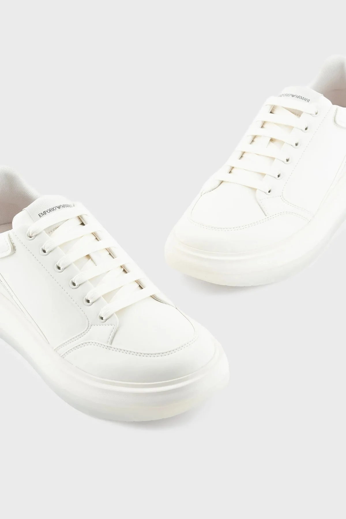 Emporio Armani Logolu Deri Sneaker Erkek Ayakkabı X4X633 XM964 M801 BEYAZ - 7
