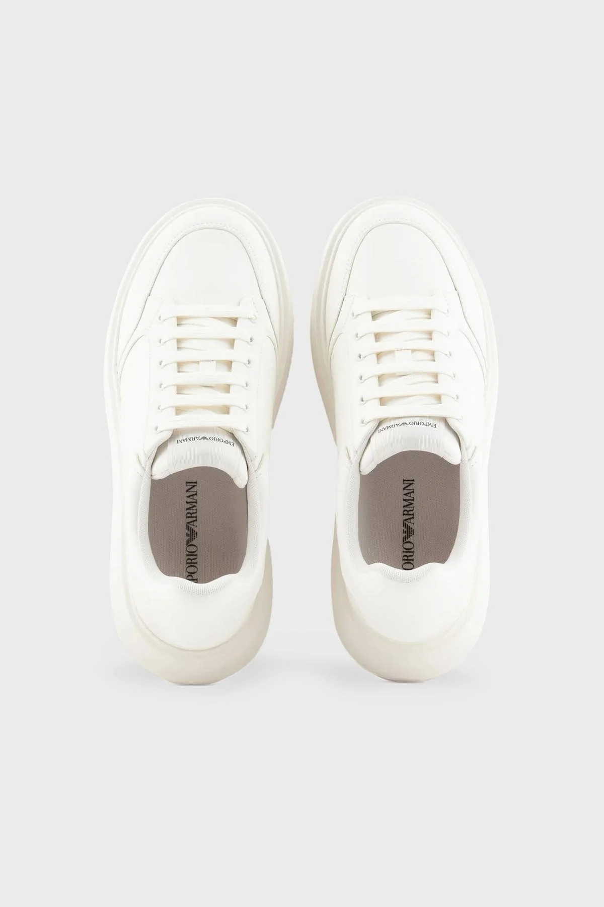 Emporio Armani Logolu Deri Sneaker Erkek Ayakkabı X4X633 XM964 M801 BEYAZ - 10
