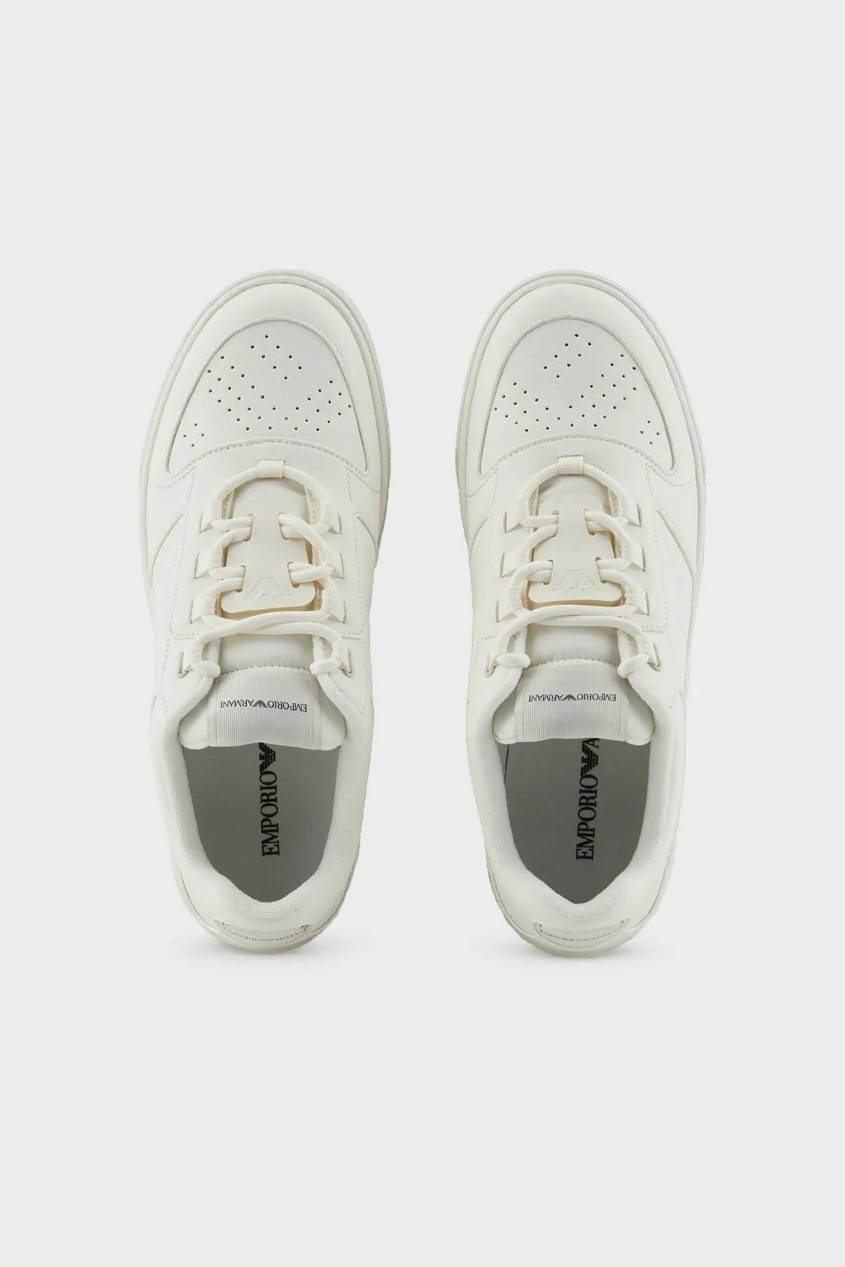 Emporio Armani Logolu Deri Sneaker Erkek Ayakkabı X4X636 XR070 00894 EKRU - 9