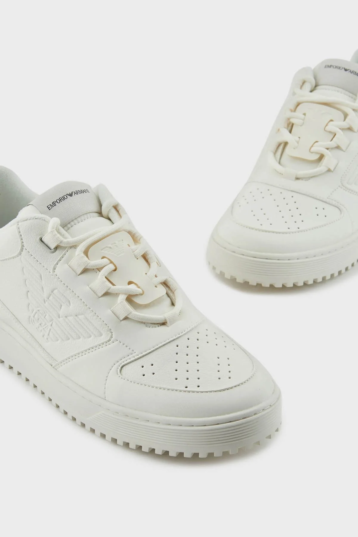 Emporio Armani Logolu Deri Sneaker Erkek Ayakkabı X4X636 XR070 00894 EKRU - 11