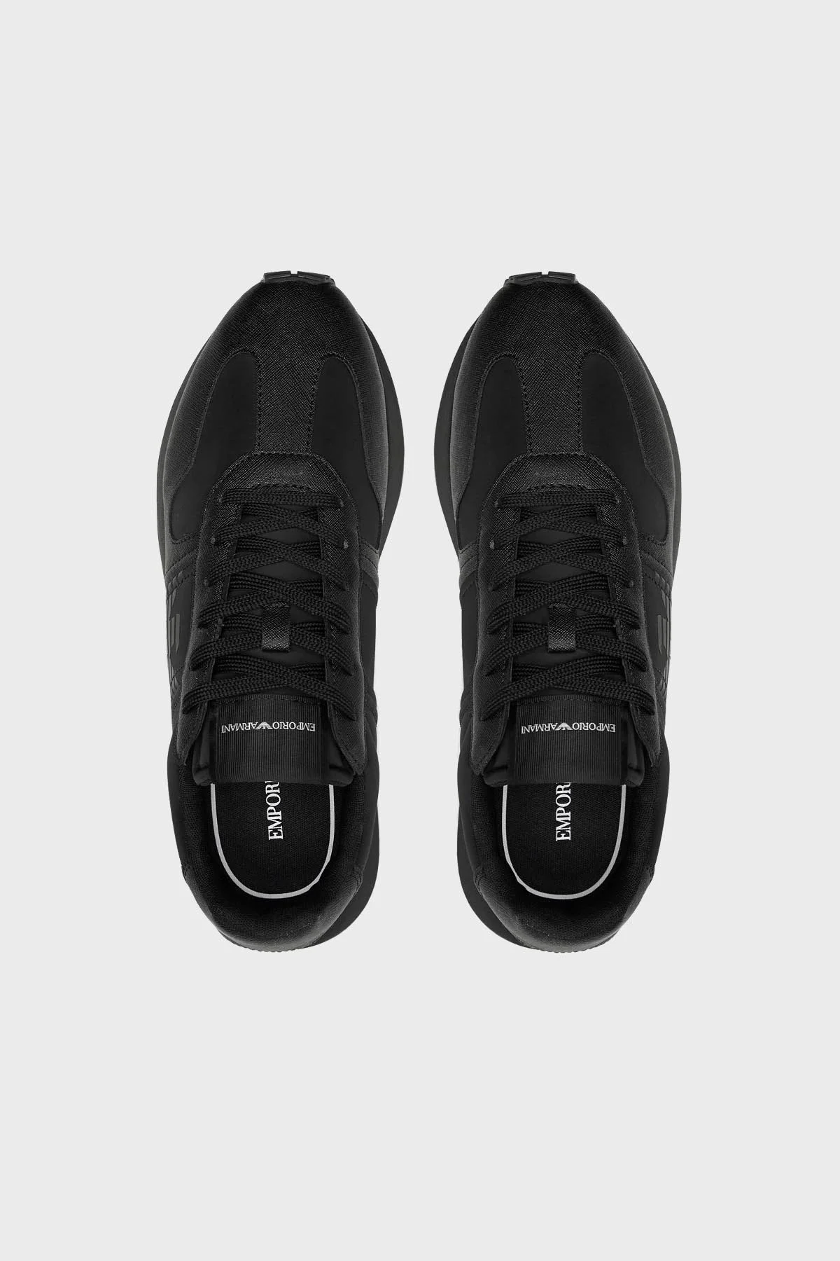 Emporio Armani Logolu Deri Sneaker Erkek Ayakkabı X4X640 XN949 K001 SİYAH - 5