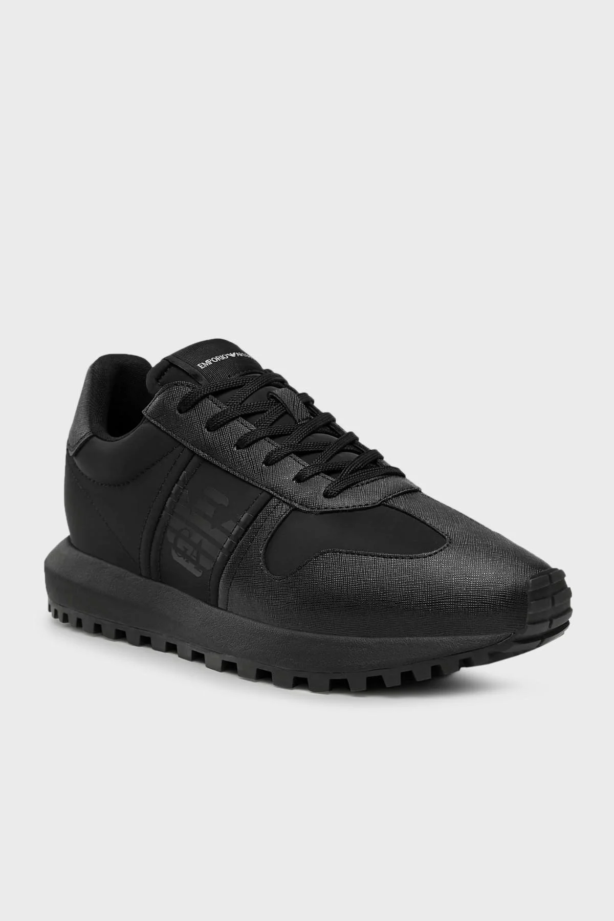 Emporio Armani Logolu Deri Sneaker Erkek Ayakkabı X4X640 XN949 K001 SİYAH - 7