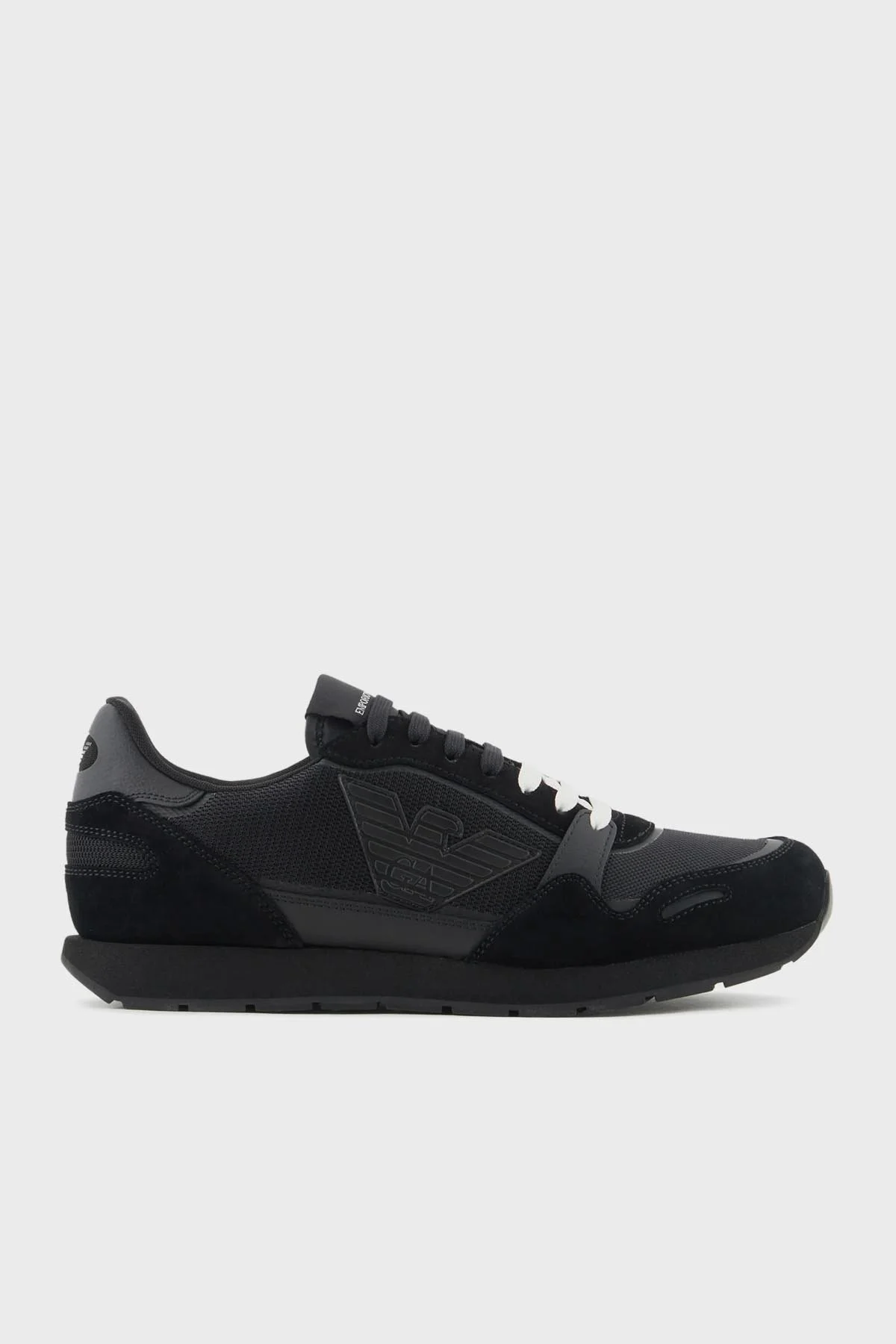Emporio Armani Logolu Deri Süet Sneaker Erkek Ayakkabı X4X537 XN730 00002 SİYAH - 1