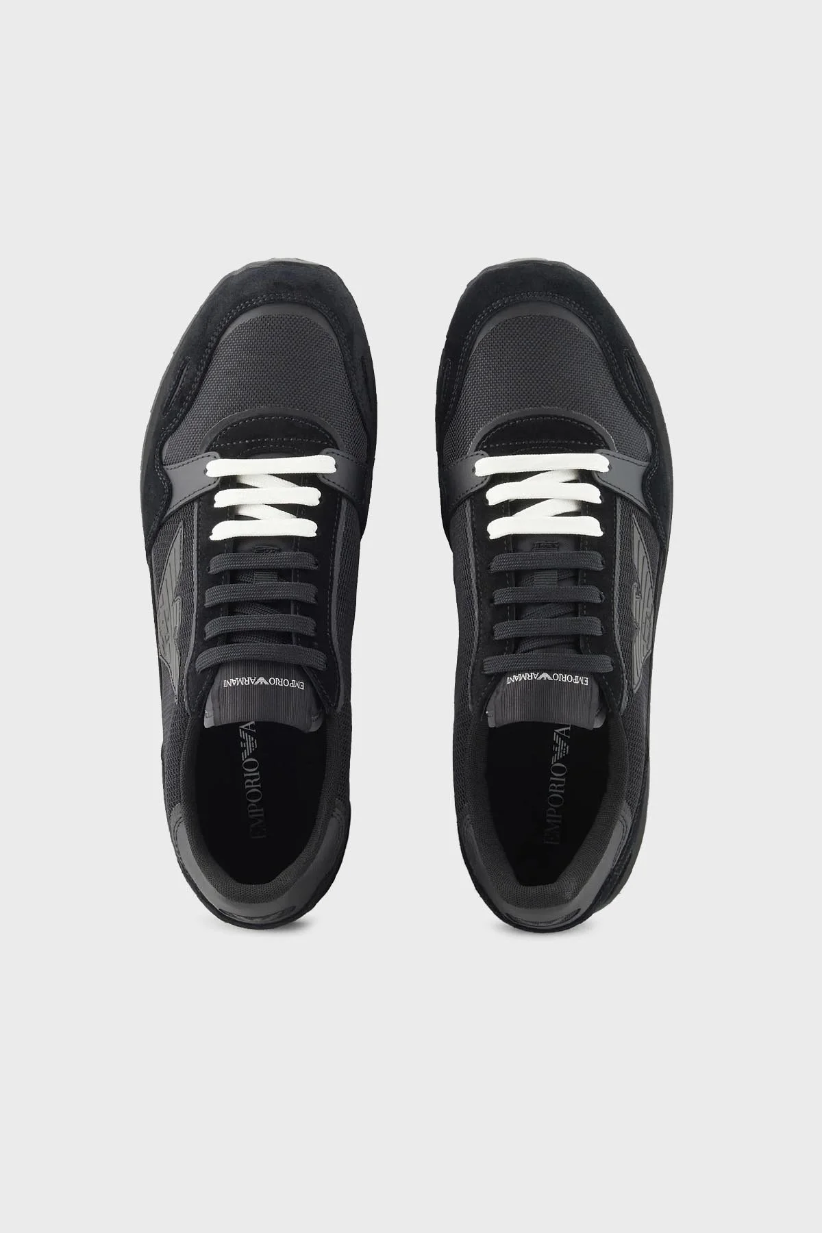 Emporio Armani Logolu Deri Süet Sneaker Erkek Ayakkabı X4X537 XN730 00002 SİYAH - 3
