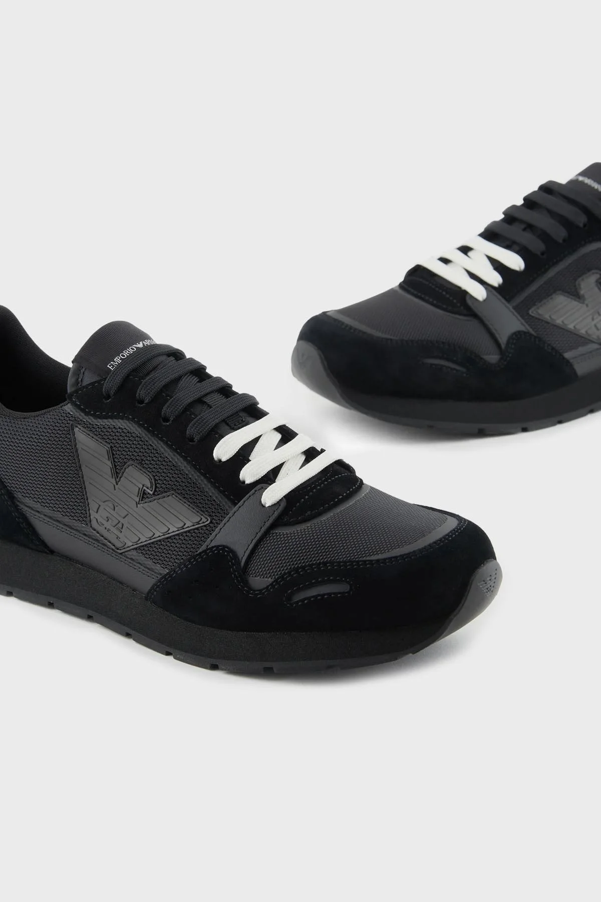 Emporio Armani Logolu Deri Süet Sneaker Erkek Ayakkabı X4X537 XN730 00002 SİYAH - 5