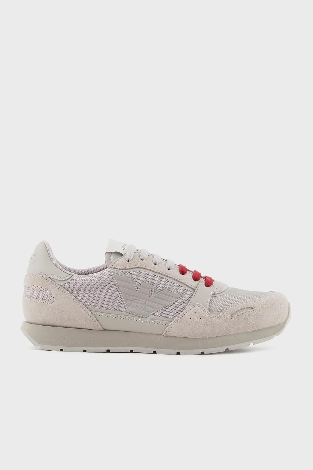 Emporio Armani Logolu Deri Süet Sneaker Erkek Ayakkabı X4X537 XN730 00426 GRİ - 1