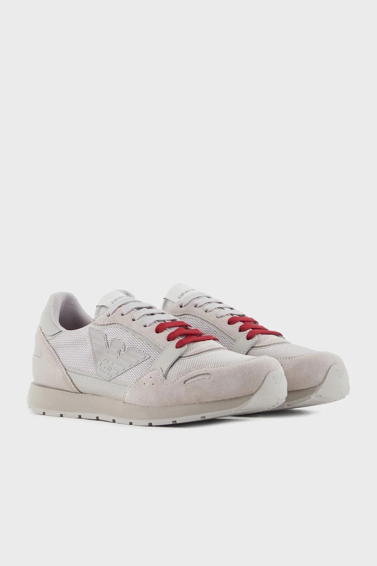 Emporio Armani Logolu Deri Süet Sneaker Erkek Ayakkabı X4X537 XN730 00426 GRİ - 2