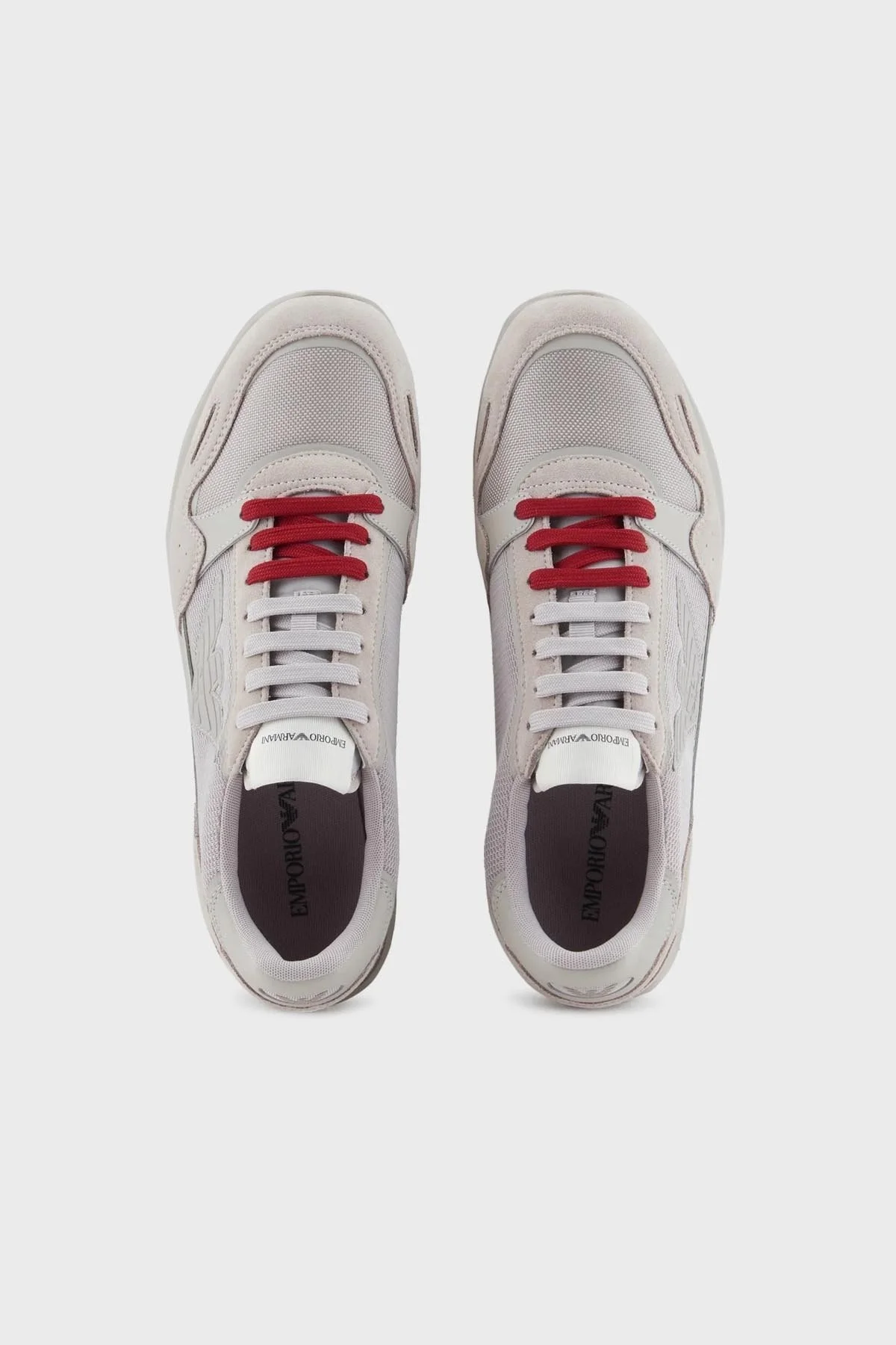 Emporio Armani Logolu Deri Süet Sneaker Erkek Ayakkabı X4X537 XN730 00426 GRİ - 3
