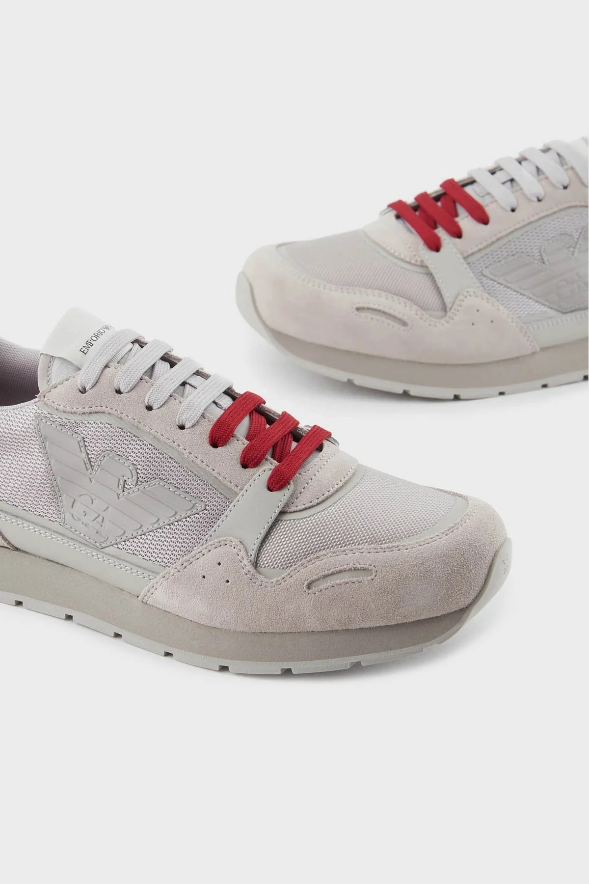 Emporio Armani Logolu Deri Süet Sneaker Erkek Ayakkabı X4X537 XN730 00426 GRİ - 6