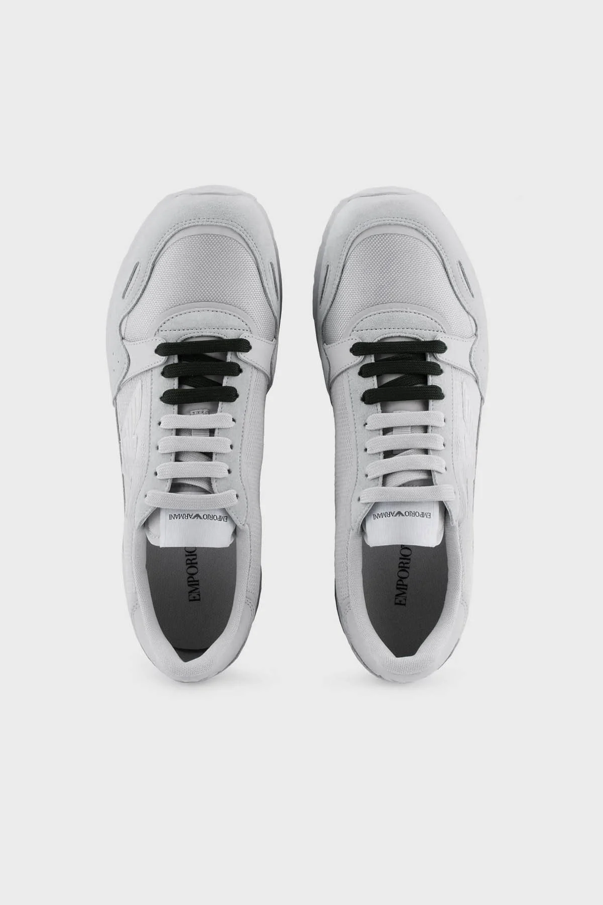 Emporio Armani Logolu Deri Süet Sneaker Erkek Ayakkabı X4X537 XN730 01786 GRİ - 3