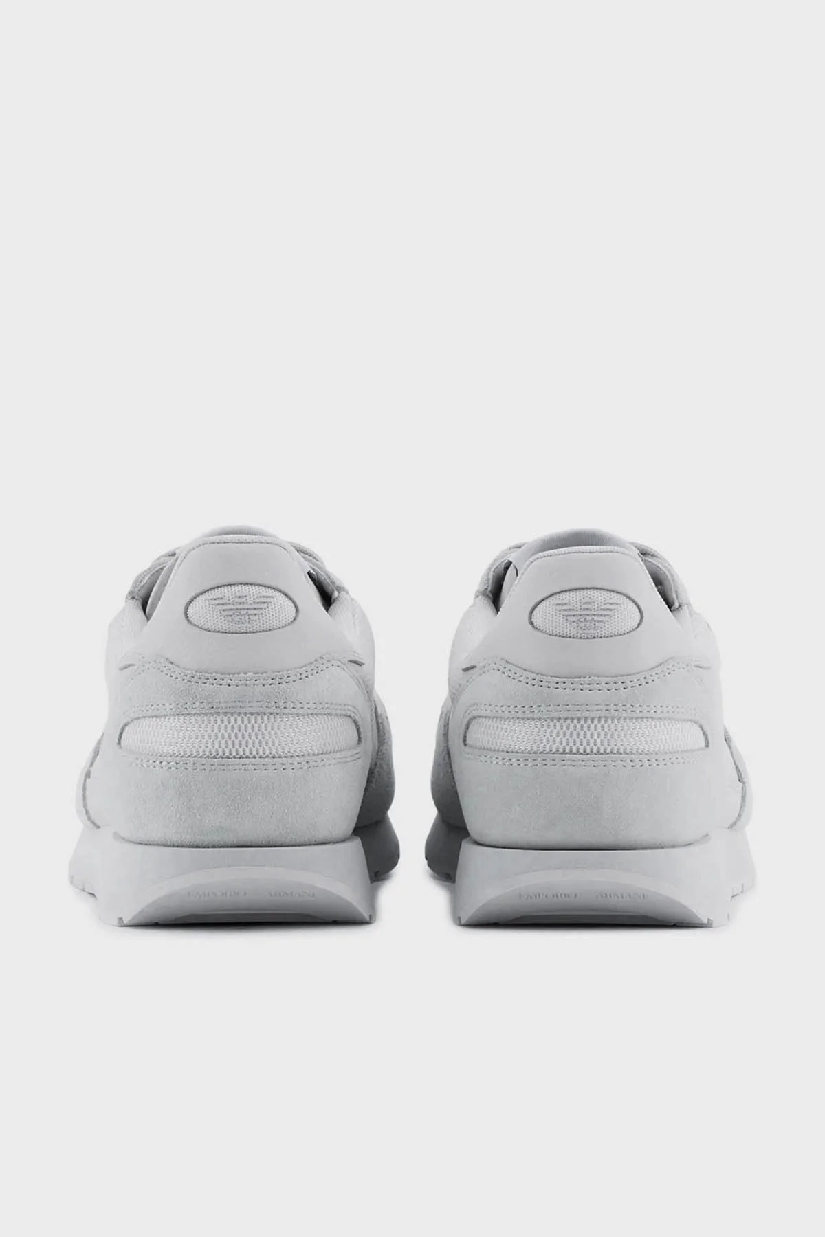Emporio Armani Logolu Deri Süet Sneaker Erkek Ayakkabı X4X537 XN730 01786 GRİ - 4