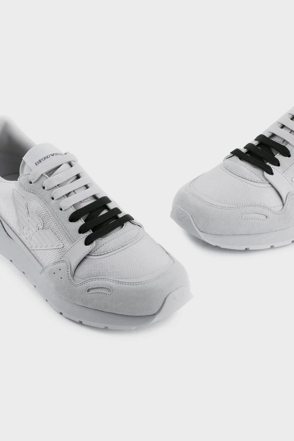Emporio Armani Logolu Deri Süet Sneaker Erkek Ayakkabı X4X537 XN730 01786 GRİ - 5