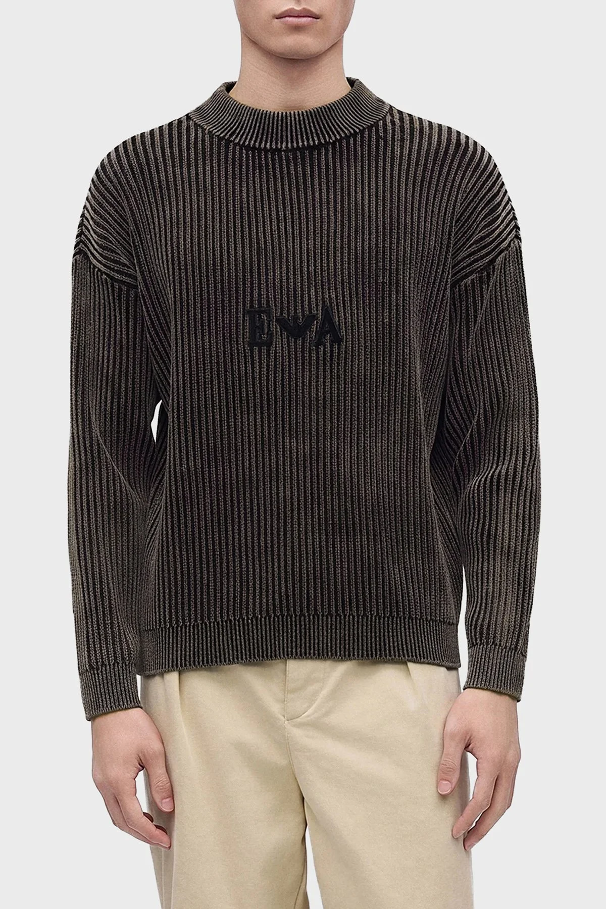 Emporio Armani Logolu Dik Yaka Erkek Kazak EM006450 AF29845 F6008 Kahve - 1