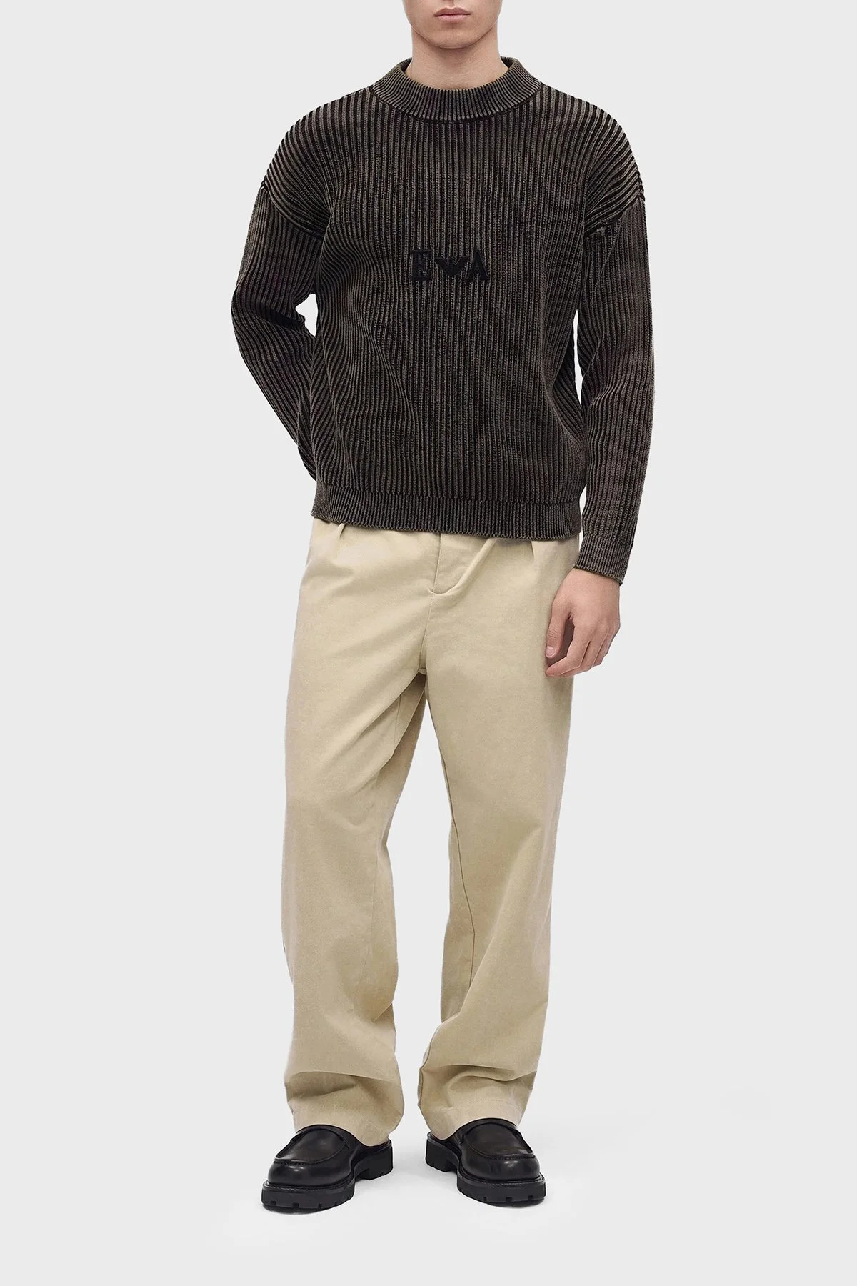 Emporio Armani Logolu Dik Yaka Erkek Kazak EM006450 AF29845 F6008 Kahve - 2