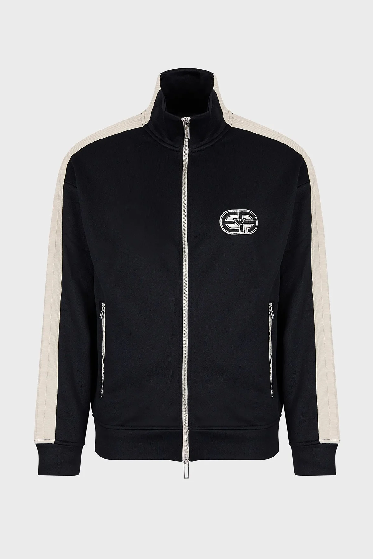 Emporio Armani Logolu Dik Yaka Fermuarlı Pamuk Karışımlı Slim Fit Erkek Sweat 3R1MCX 1JLYZ 0920 LACİVERT - 4