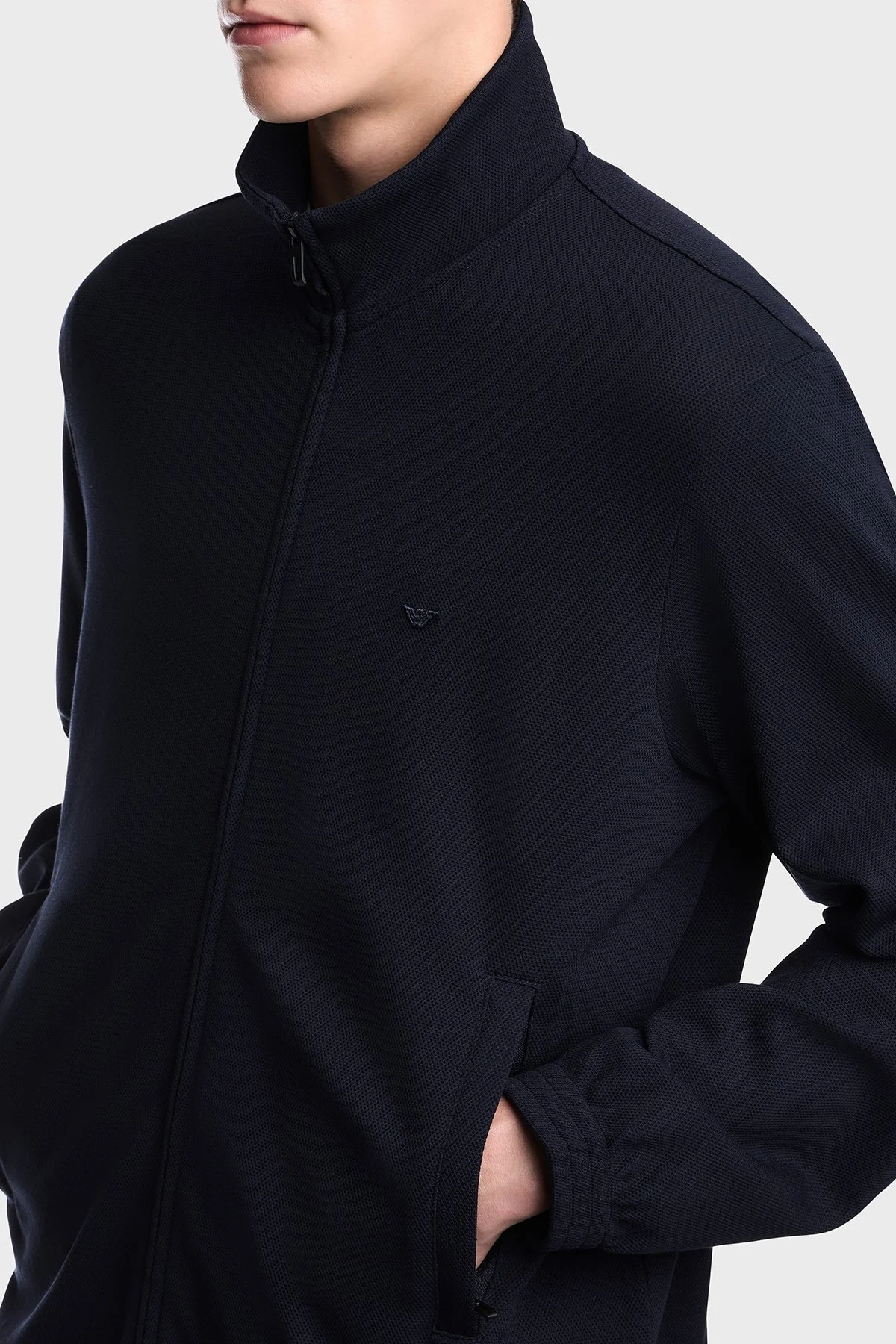 Emporio Armani Logolu Dik Yaka Tam Fermuarlı Erkek Sweat EM006320 AF27655 UB118 Lacivert - 5