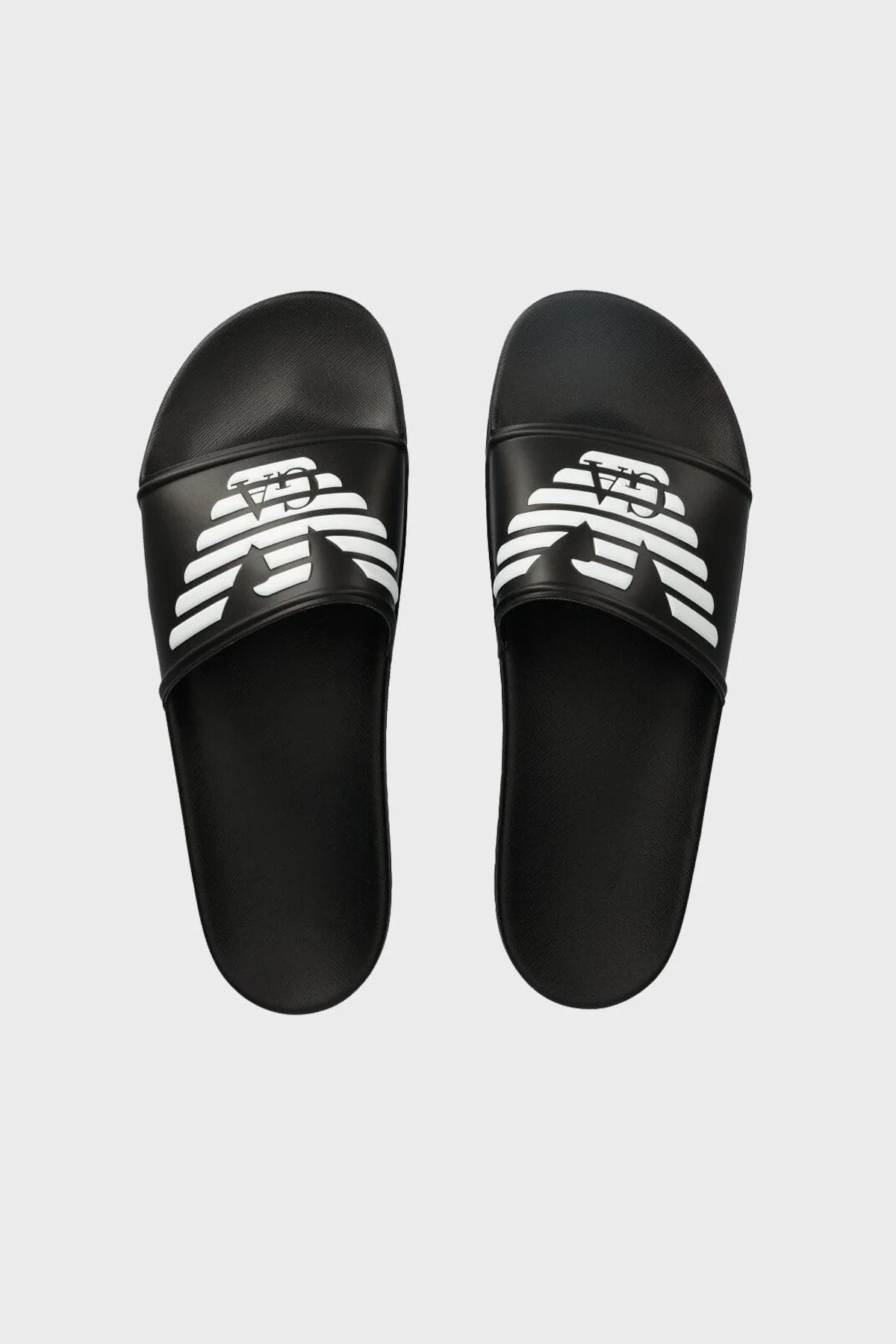Emporio Armani Logolu Düz Unisex Terlik XVPS08 XN747 A120 SİYAH-BEYAZ - 6