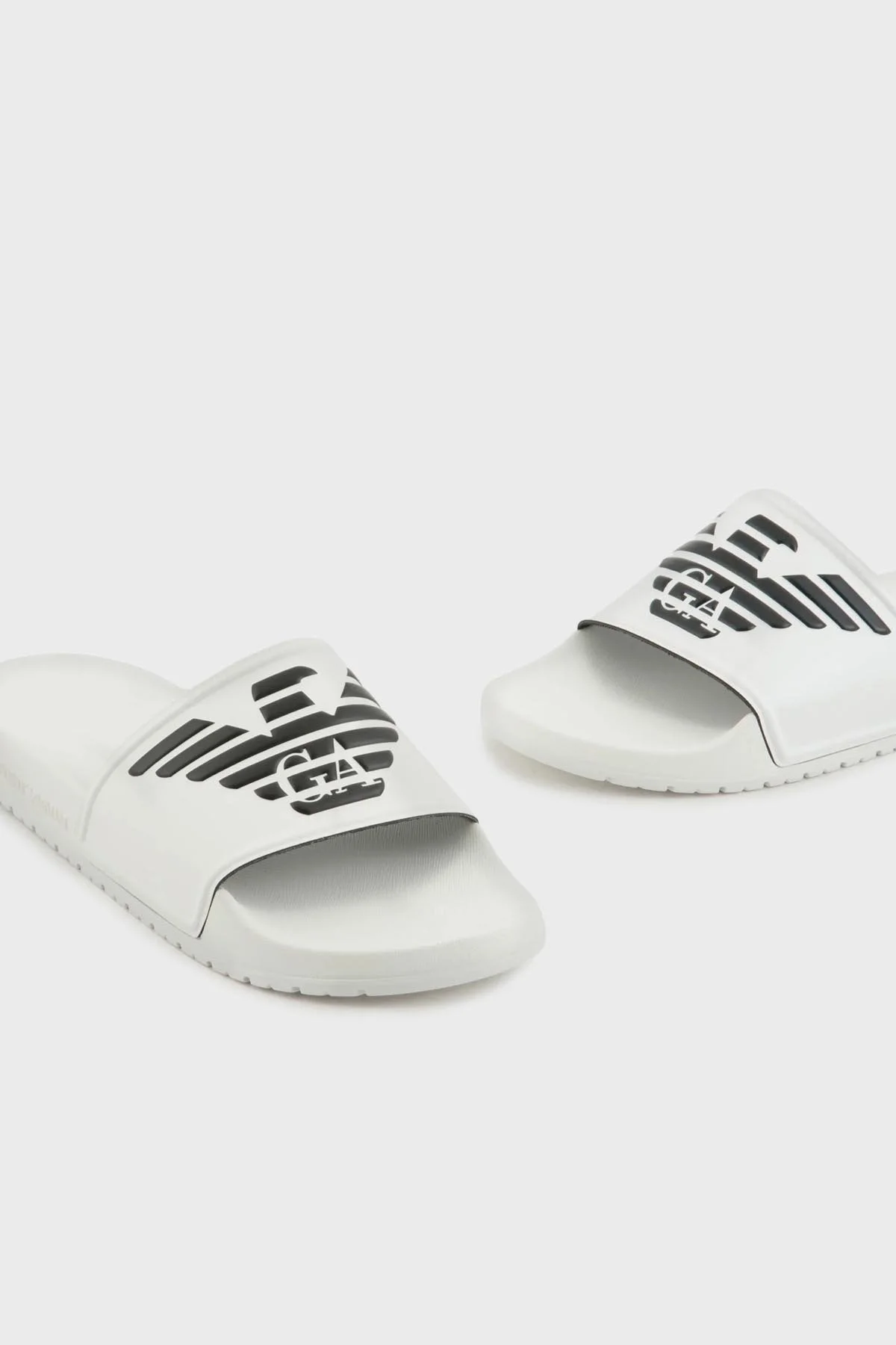 Emporio Armani Logolu Düz Unisex Terlik XVPS08 XN747 D611 BEYAZ-SİYAH - 10