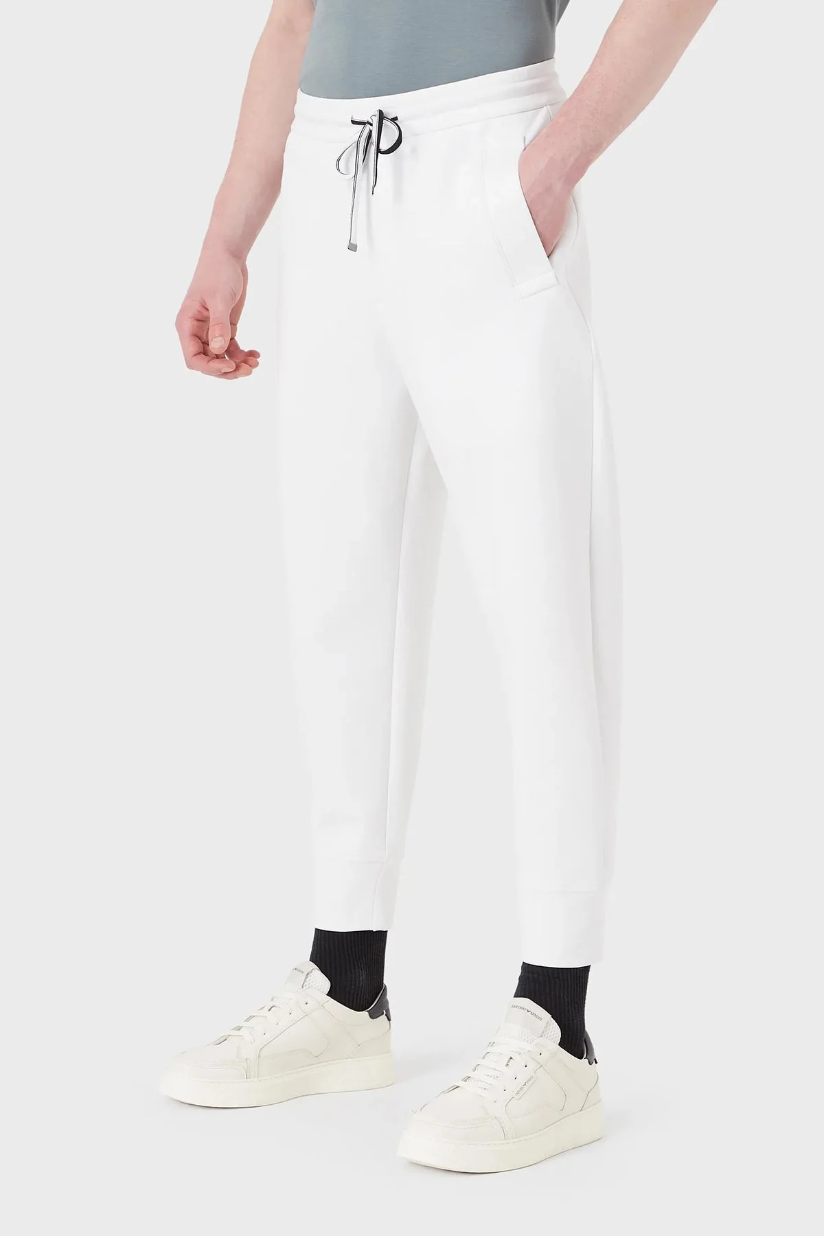 Emporio Armani Logolu Elastik Bel Bantlı Regular Fit Jogger Erkek Pantolon 8N1P92 1JHSZ 0100 BEYAZ - 6