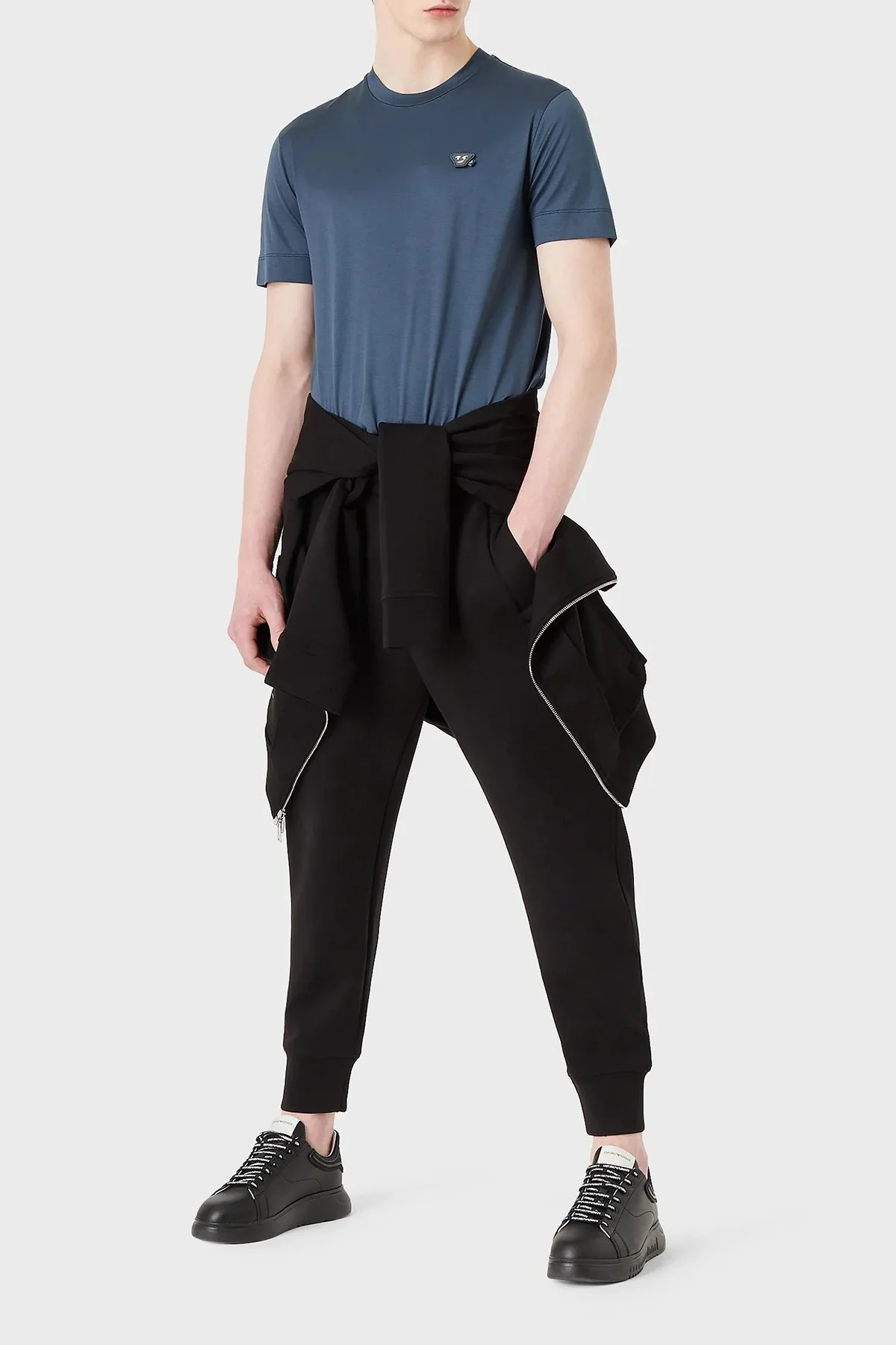 Emporio Armani Logolu Elastik Bel Bantlı Regular Fit Jogger Erkek Pantolon 8N1P92 1JHSZ 0999 SİYAH - 1