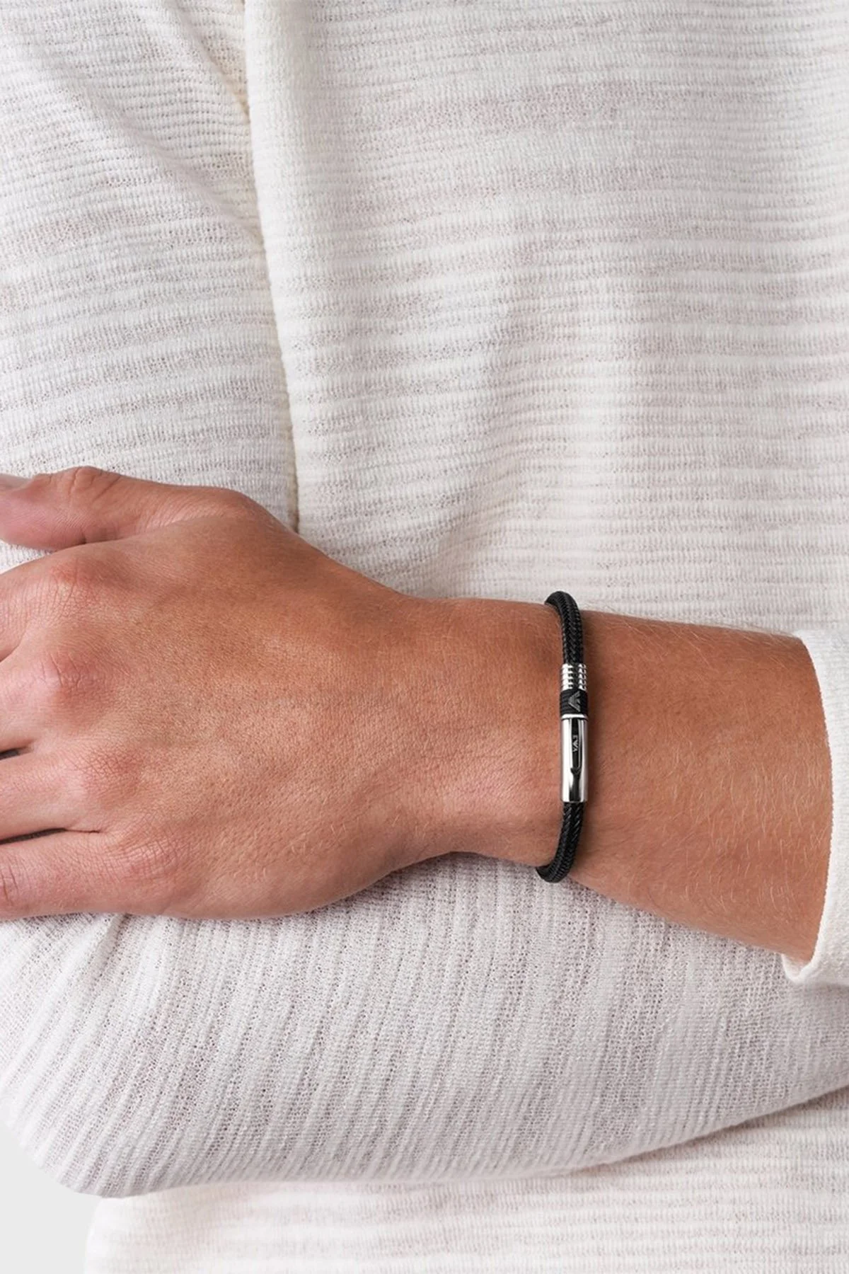 Emporio Armani Logolu Erkek Bileklik AJEGS1624 001190 SİYAH - 3