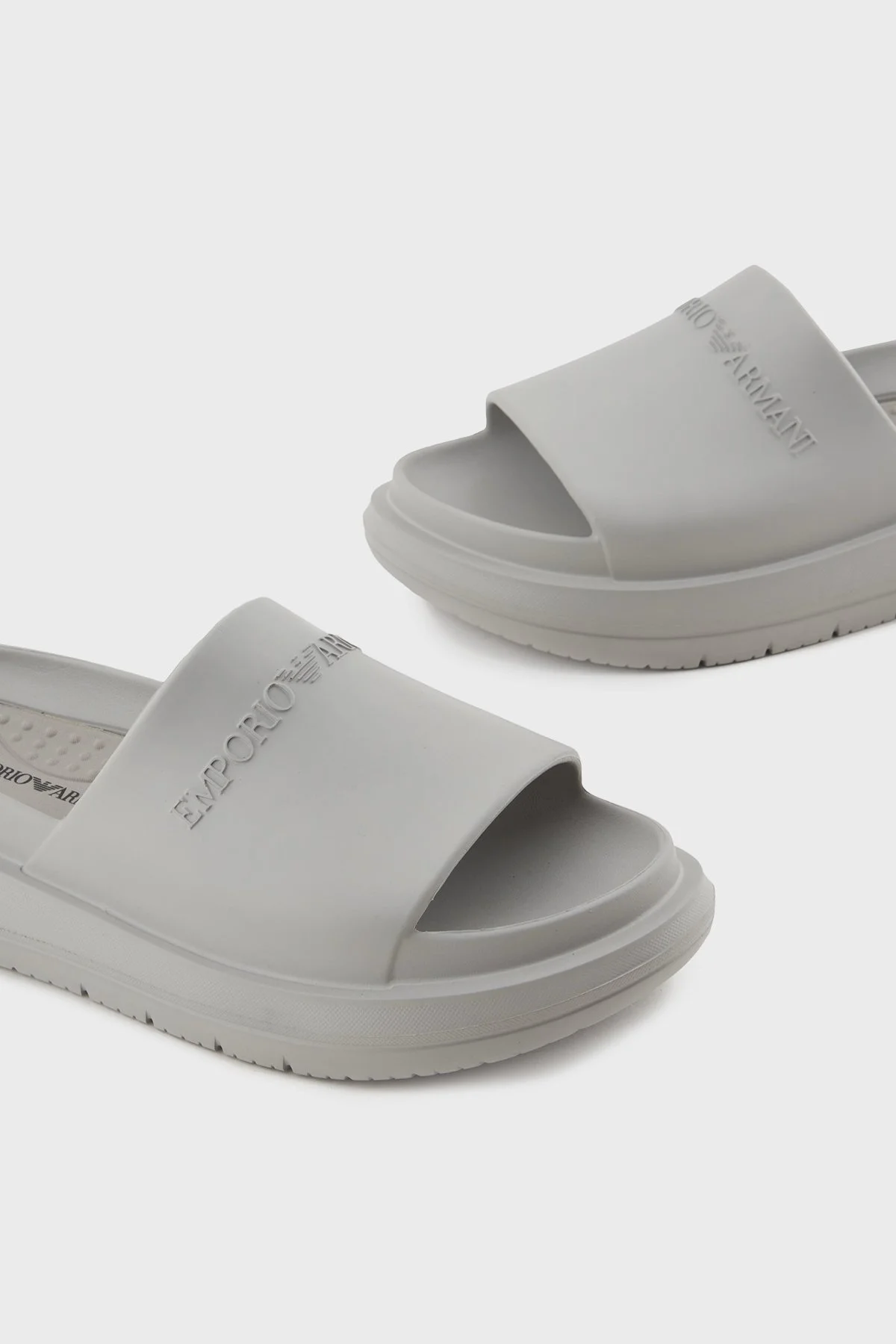 Emporio Armani Logolu Erkek Terlik X4P134 XD405 00096 GRİ - 10