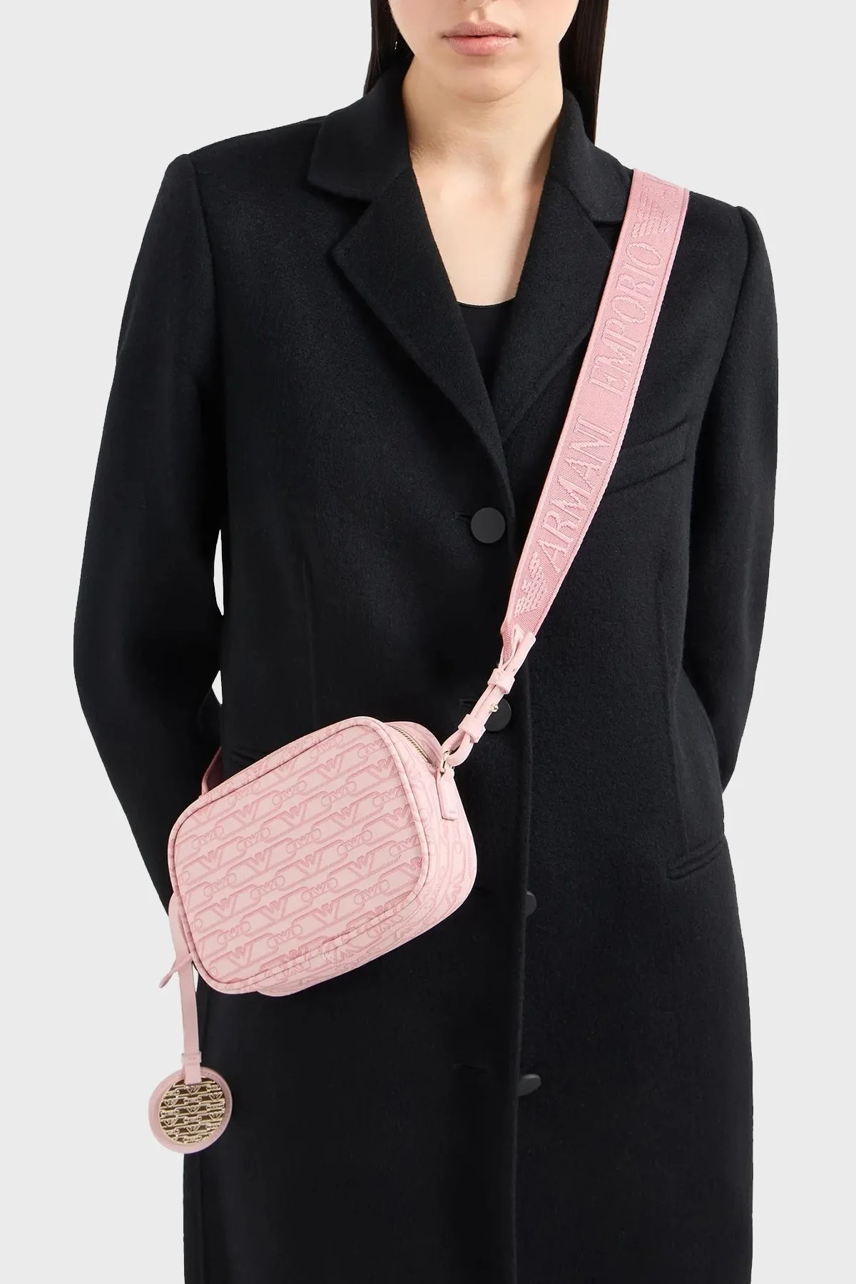 Emporio Armani Logolu Fermuarlı Çıkarılabilir Omuz Askılı Bayan Çanta EW000537 AF11951 F4013 AÇIK PEMBE - 2