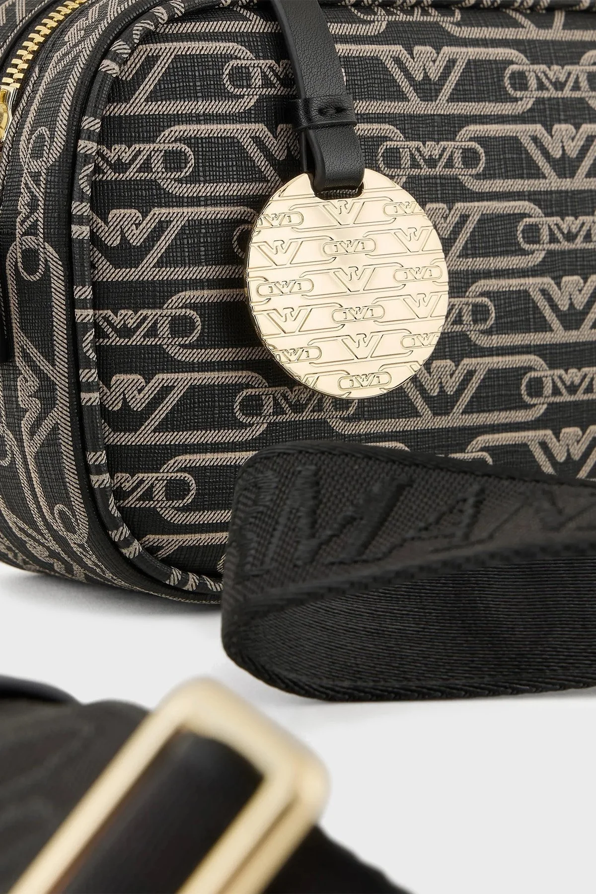 Emporio Armani Logolu Fermuarlı Çıkarılabilir Omuz Askılı Bayan Çanta EW000537 AF11951 FC033 SİYAH-EKRU - 6