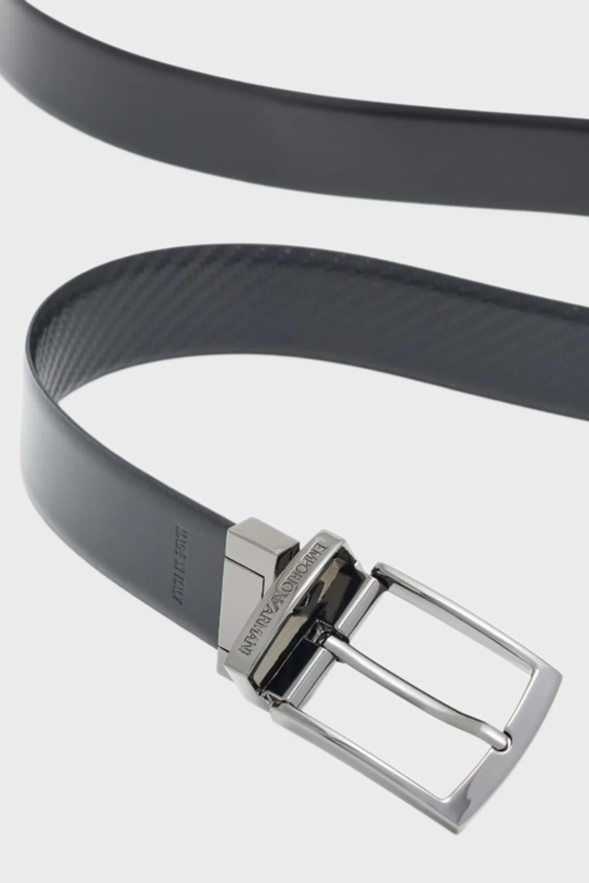 Emporio Armani Logolu Hakiki Deri Çift Taraflı Erkek Kemer EM003703 AF19586 MC012 SİYAH - 2