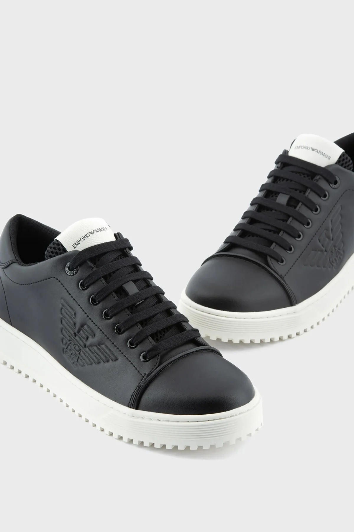 Emporio Armani Logolu Hakiki Deri Erkek Ayakkabı X4X581 XN645 K001 SİYAH - 3