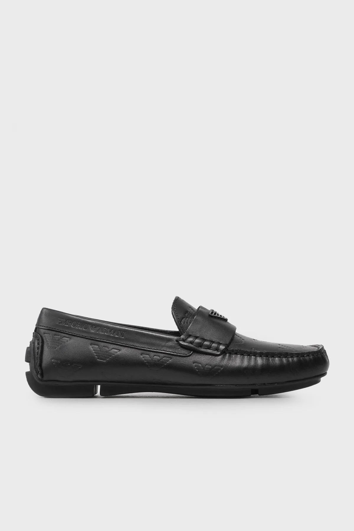 Emporio Armani Logolu Hakiki Deri Makosen Erkek Ayakkabı X4B124 XF666 00002 SİYAH - 1