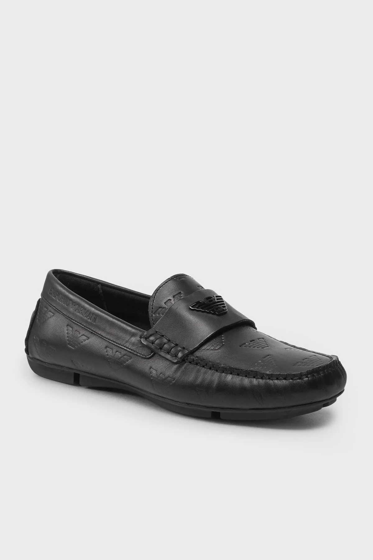Emporio Armani Logolu Hakiki Deri Makosen Erkek Ayakkabı X4B124 XF666 00002 SİYAH - 2