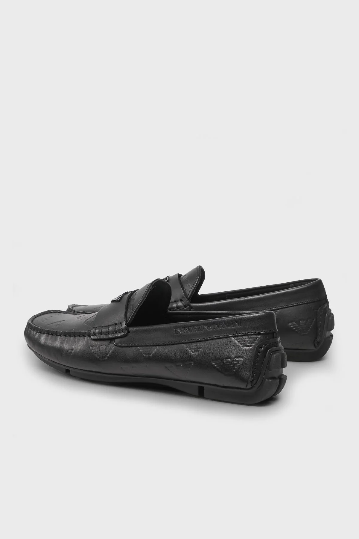 Emporio Armani Logolu Hakiki Deri Makosen Erkek Ayakkabı X4B124 XF666 00002 SİYAH - 3