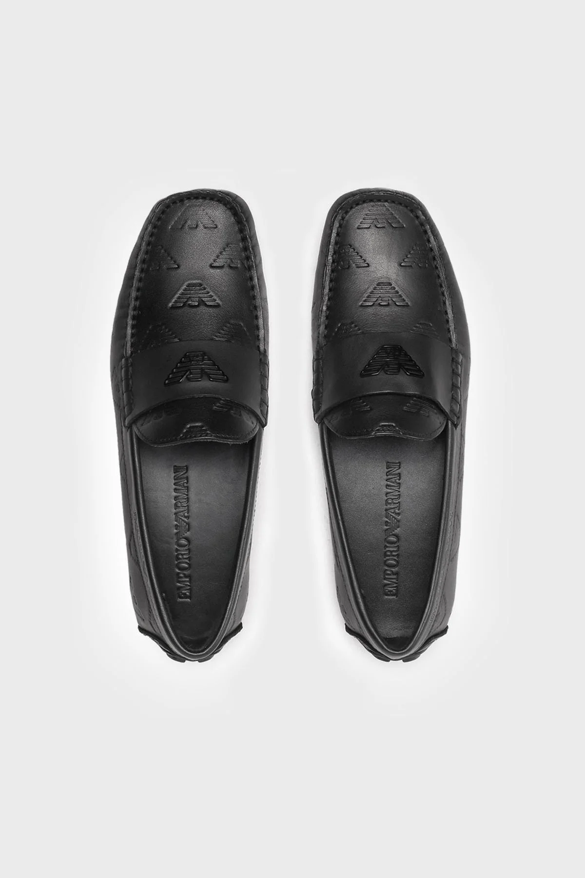 Emporio Armani Logolu Hakiki Deri Makosen Erkek Ayakkabı X4B124 XF666 00002 SİYAH - 4