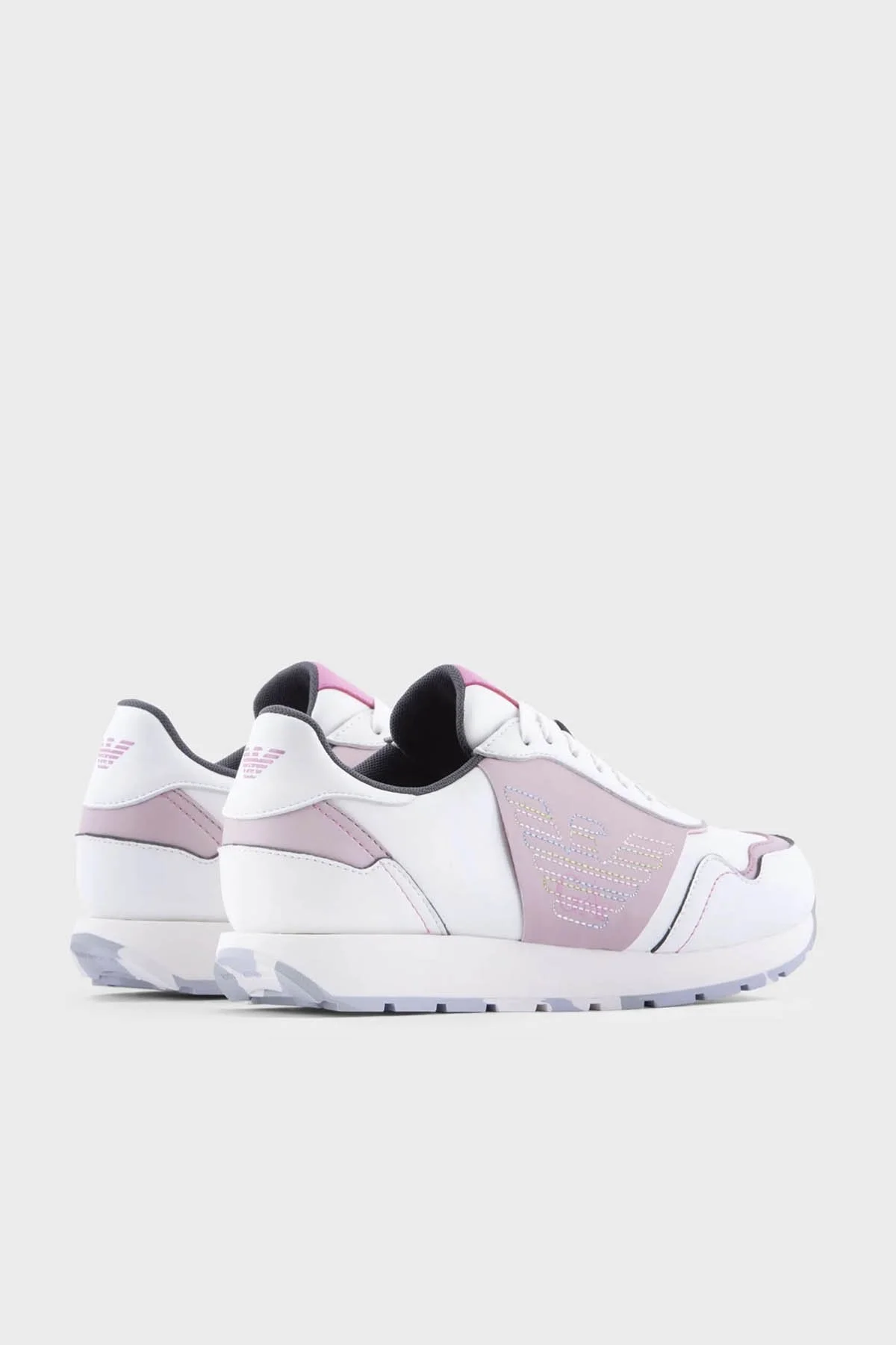 Emporio Armani Logolu Hakiki Deri Sneaker Bayan Ayakkabı X3X159 XF670 S186 BEYAZ-PEMBE - 3