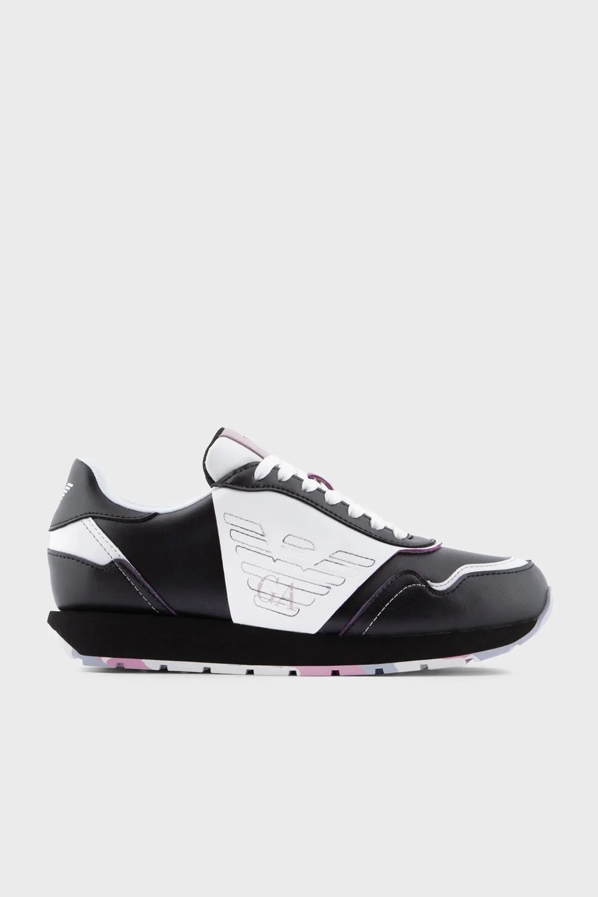 Emporio Armani Logolu Hakiki Deri Sneaker Bayan Ayakkabı X3X159 XF670 S187 SİYAH-BEYAZ - 1