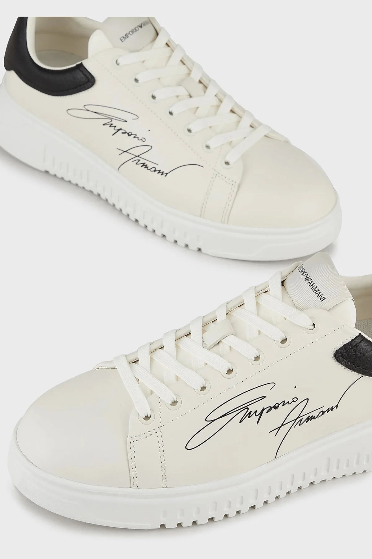 Emporio Armani Logolu Hakiki Deri Sneaker Erkek Ayakkabı X4X264 XM670 N422 BEYAZ - 4