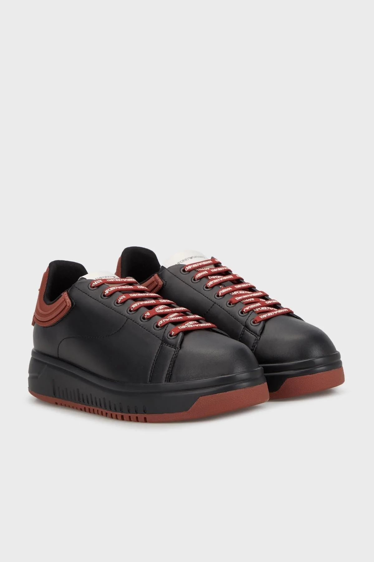 Emporio Armani Logolu Hakiki Deri Sneaker Erkek Ayakkabı X4X264 XN001 T430 SİYAH - 3