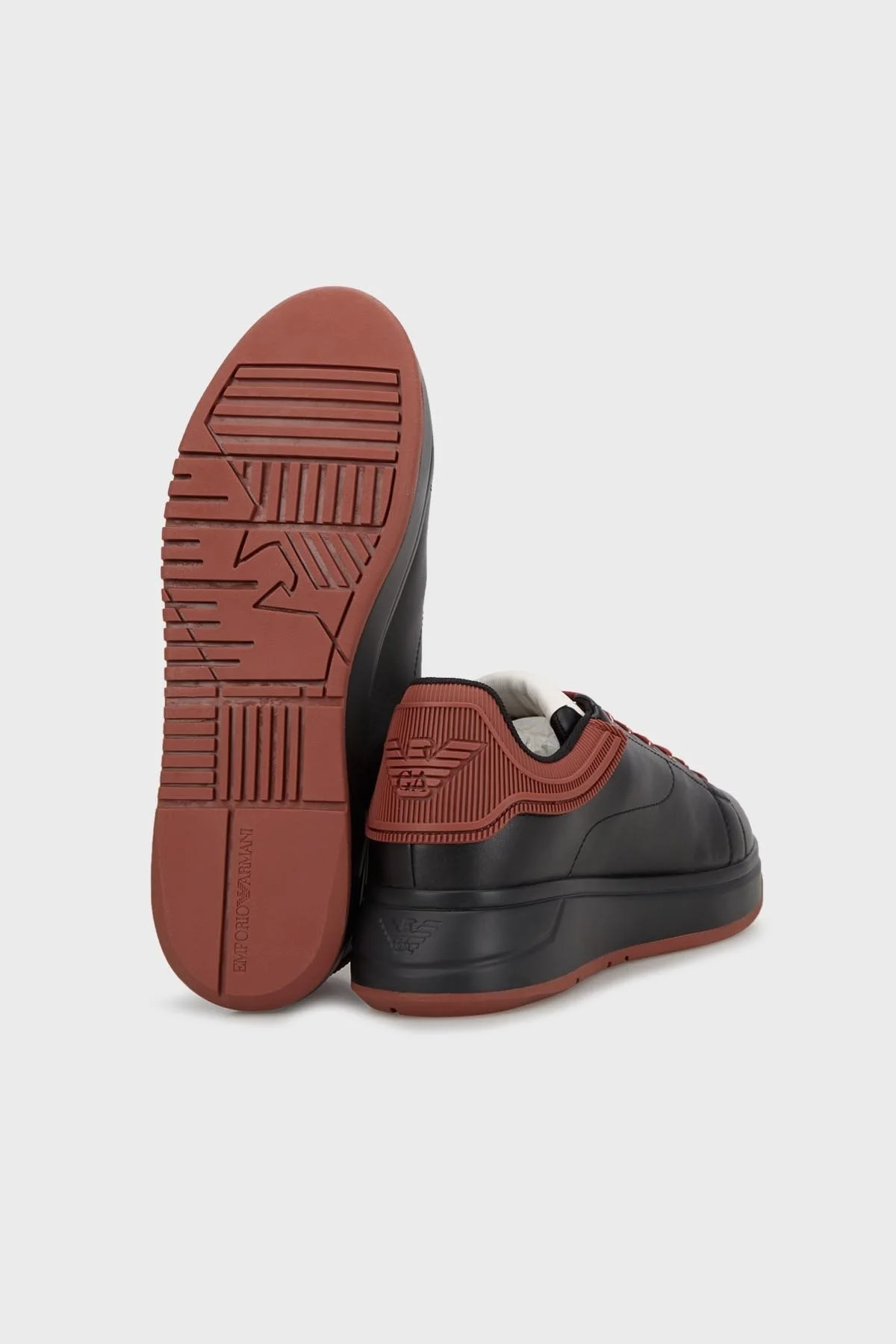 Emporio Armani Logolu Hakiki Deri Sneaker Erkek Ayakkabı X4X264 XN001 T430 SİYAH - 4