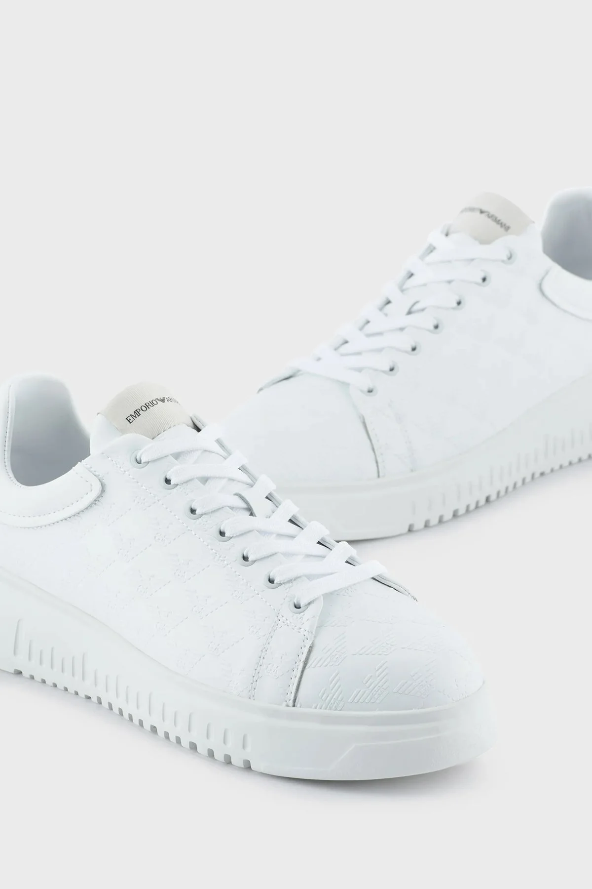 Emporio Armani Logolu Hakiki Deri Sneaker Erkek Ayakkabı X4X264 XN187 A222 BEYAZ - 4
