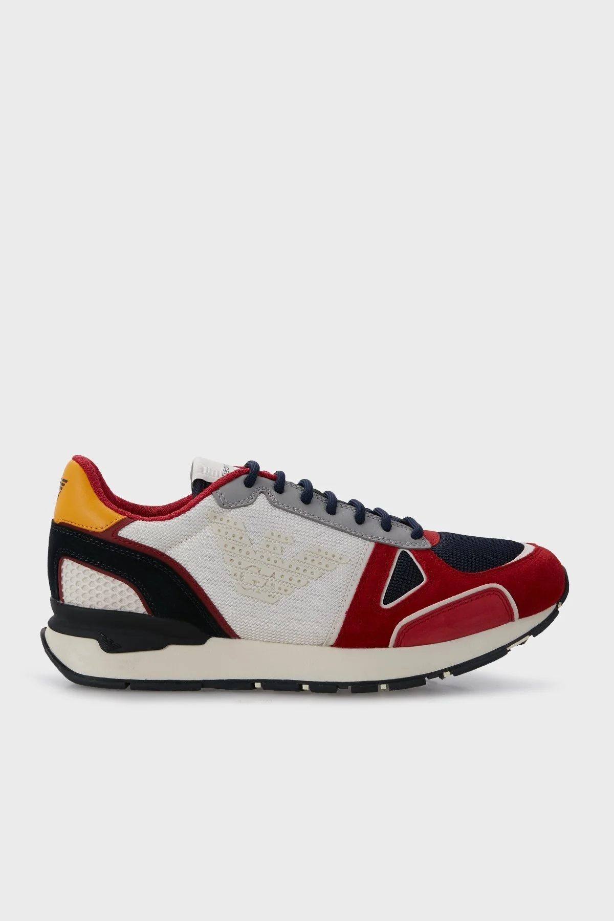 Emporio Armani Logolu Hakiki Deri Sneaker Erkek Ayakkabı X4X289 XM499 Q830 KIRMIZI-BEYAZ-LACİVERT - 1